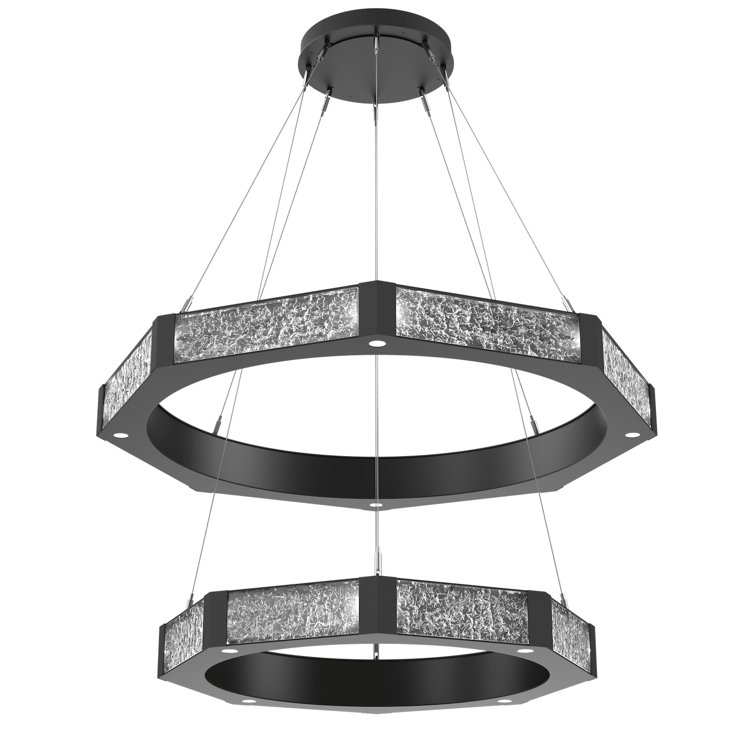 CHB0061-2B-MB-GC-Hammerton-Studio-Glacier-48-inch-two-tier-ring-chandelier-with-matte-black-finish-and-clear-blown-glass-with-geo-clear-cast-glass-diffusers-and-LED-lamping