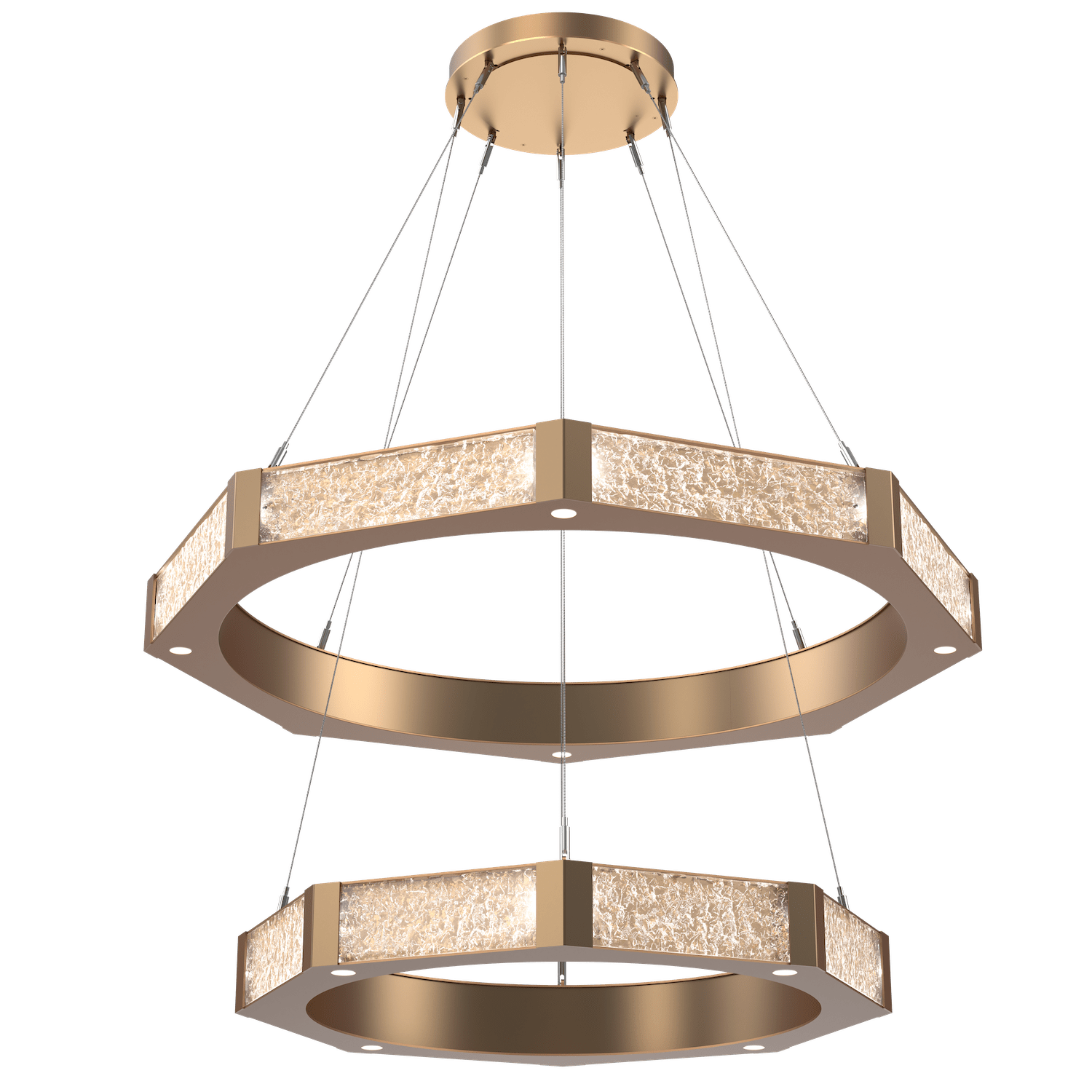 CHB0061-2B-NB-GC-Hammerton-Studio-Glacier-48-inch-two-tier-ring-chandelier-with-novel-brass-finish-and-clear-blown-glass-with-geo-clear-cast-glass-diffusers-and-LED-lamping