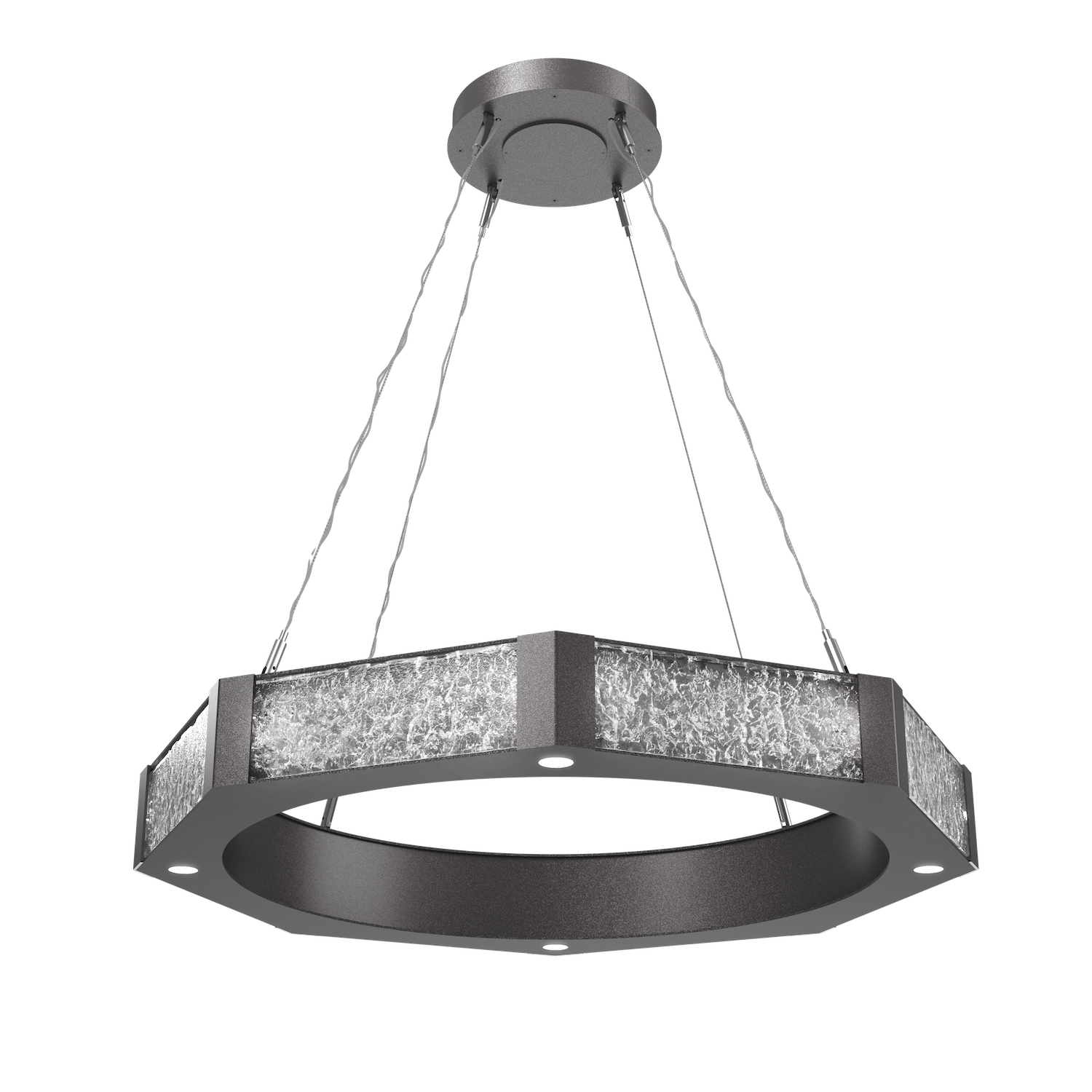 CHB0061-36-GP-GC-Hammerton-Studio-Glacier-36-inch-ring-chandelier-with-graphite-finish-and-clear-blown-glass-with-geo-clear-cast-glass-diffusers-and-LED-lamping