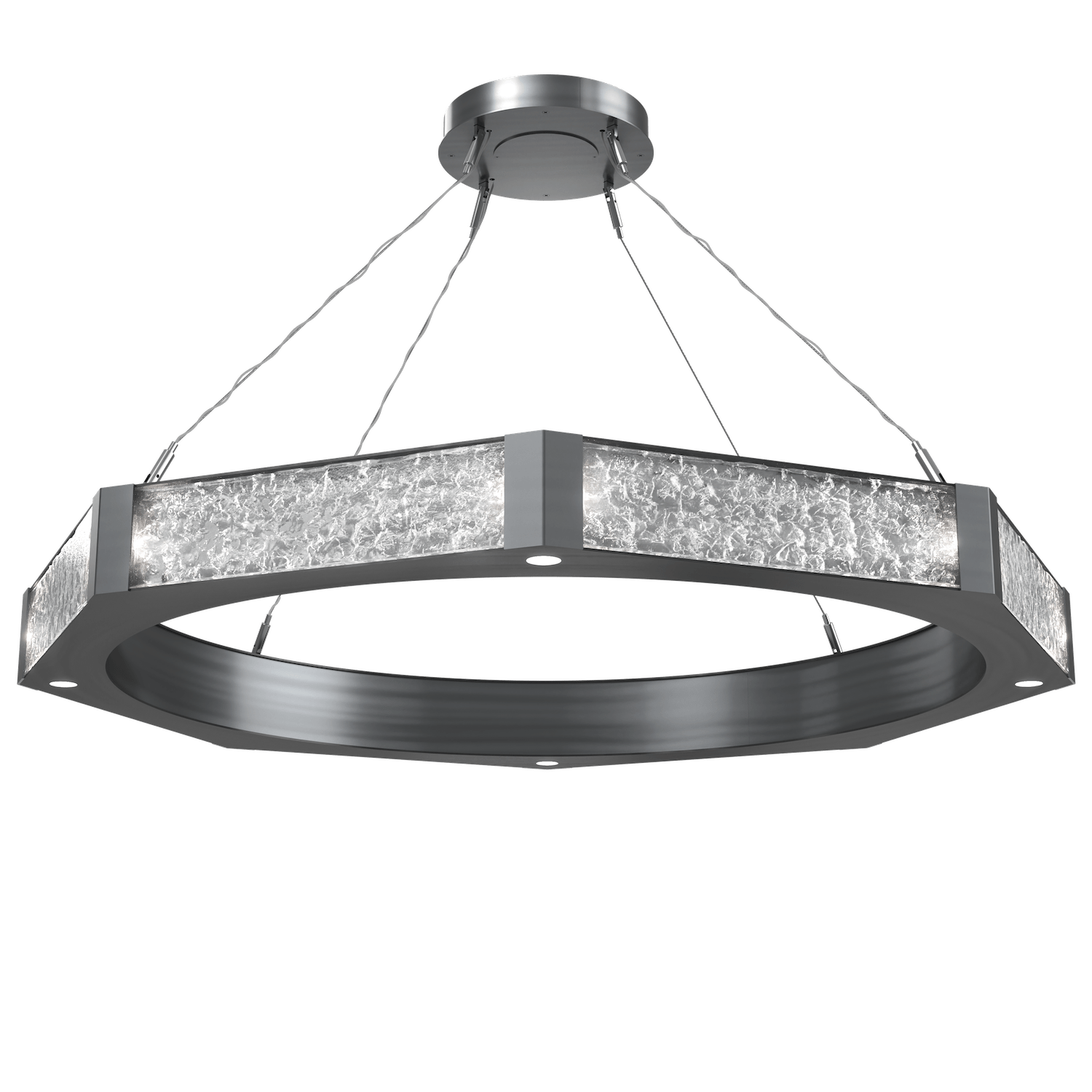 CHB0061-48-GM-GC-Hammerton-Studio-Glacier-48-inch-ring-chandelier-with-gunmetal-finish-and-clear-blown-glass-with-geo-clear-cast-glass-diffusers-and-LED-lamping