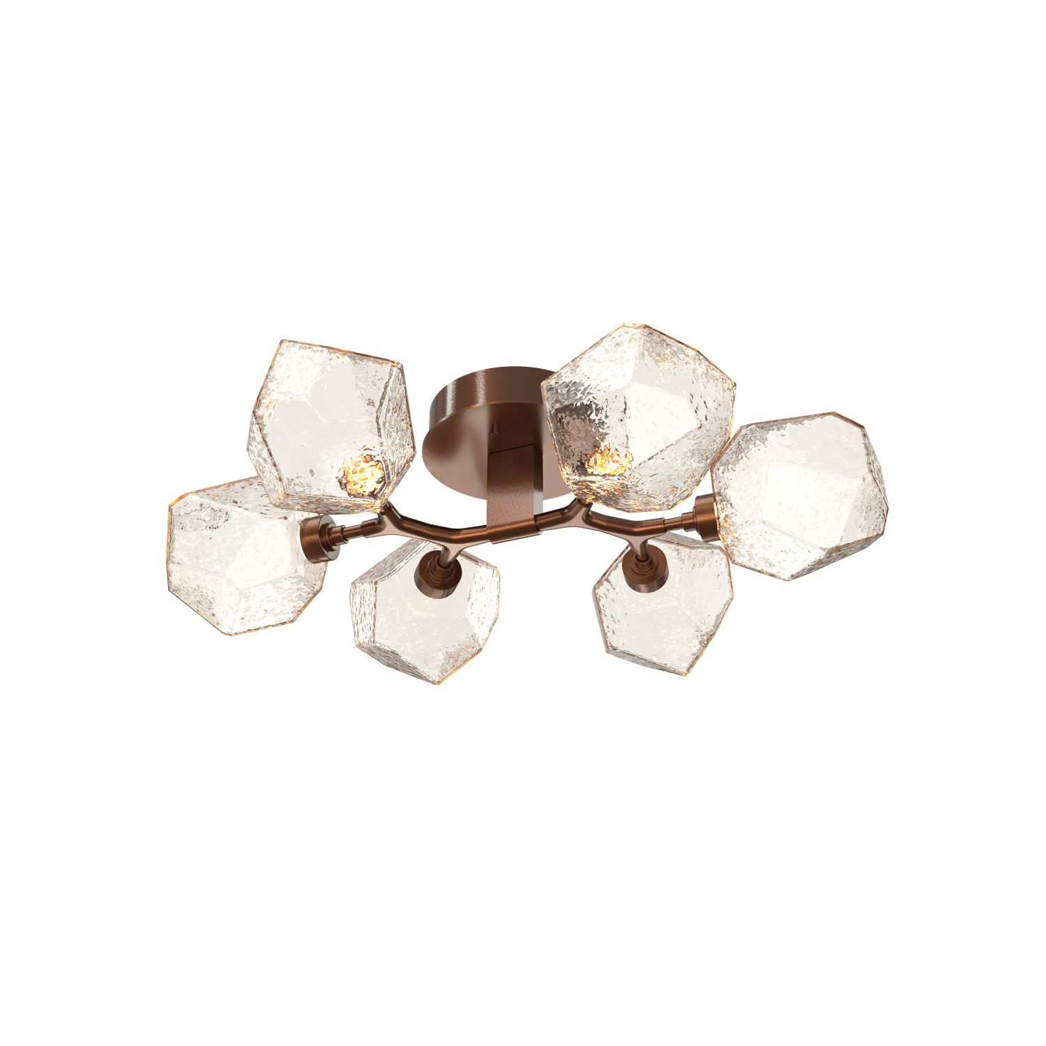 CLB0039-01-BB-A-Hammerton-Studio-Gem-6-light-organic-flush-mount-light-with-burnished-bronze-finish-and-amber-blown-glass-shades-and-LED-lamping