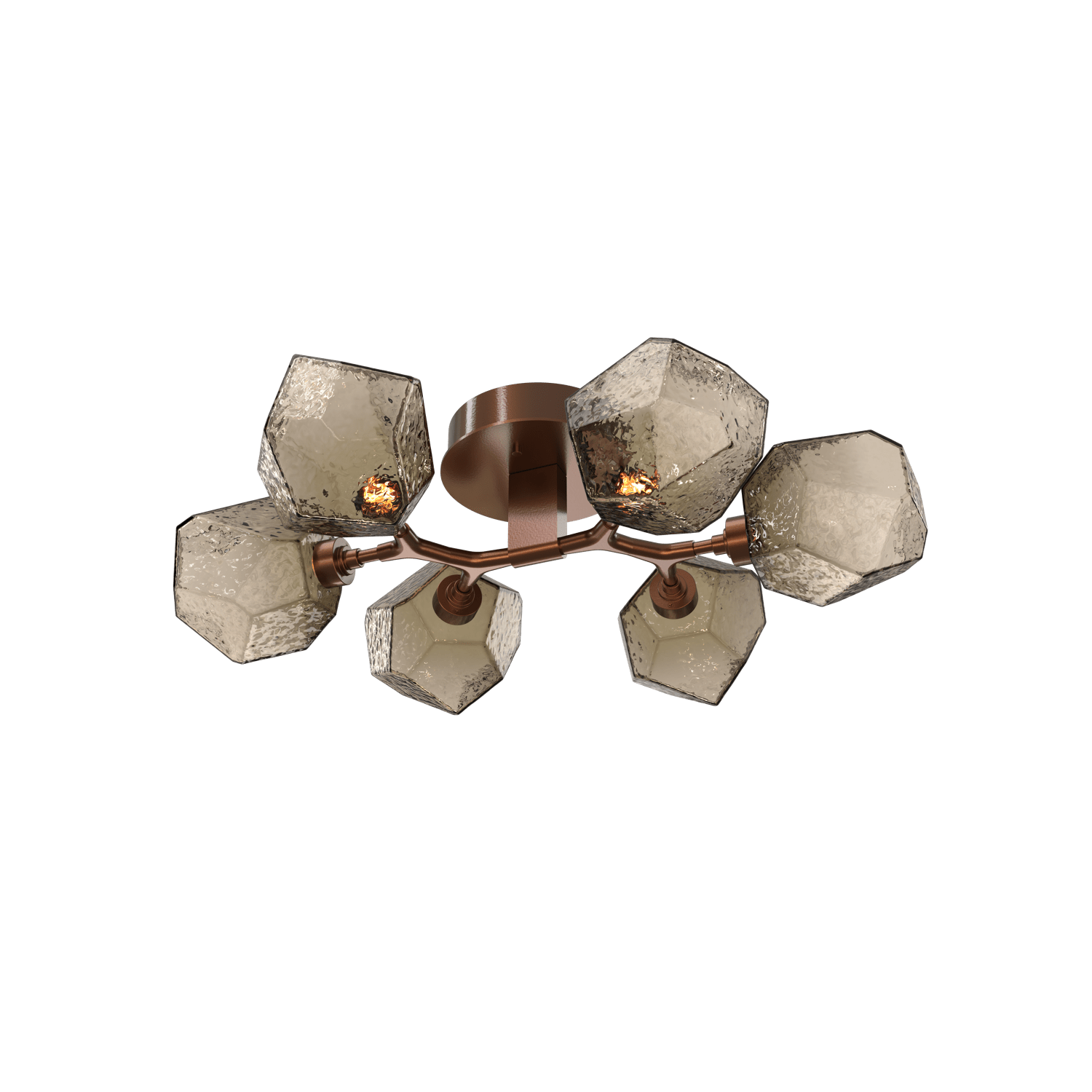 CLB0039-01-BB-B-Hammerton-Studio-Gem-6-light-organic-flush-mount-light-with-burnished-bronze-finish-and-bronze-blown-glass-shades-and-LED-lamping