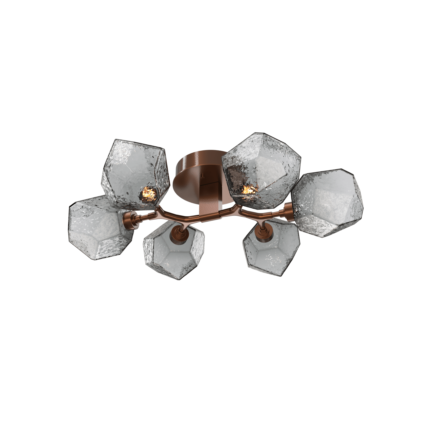 CLB0039-01-BB-S-Hammerton-Studio-Gem-6-light-organic-flush-mount-light-with-burnished-bronze-finish-and-smoke-blown-glass-shades-and-LED-lamping
