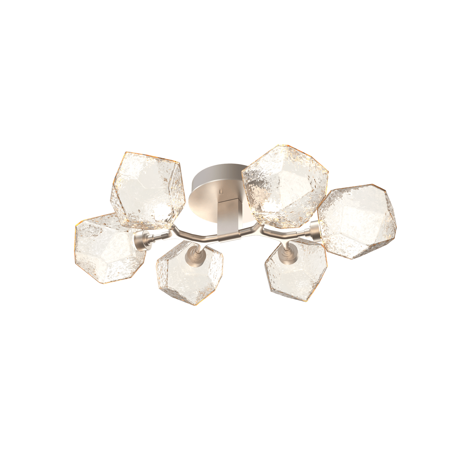 CLB0039-01-BS-A-Hammerton-Studio-Gem-6-light-organic-flush-mount-light-with-metallic-beige-silver-finish-and-amber-blown-glass-shades-and-LED-lamping