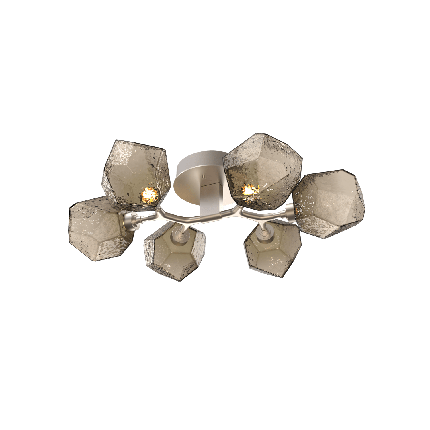 CLB0039-01-BS-B-Hammerton-Studio-Gem-6-light-organic-flush-mount-light-with-metallic-beige-silver-finish-and-bronze-blown-glass-shades-and-LED-lamping