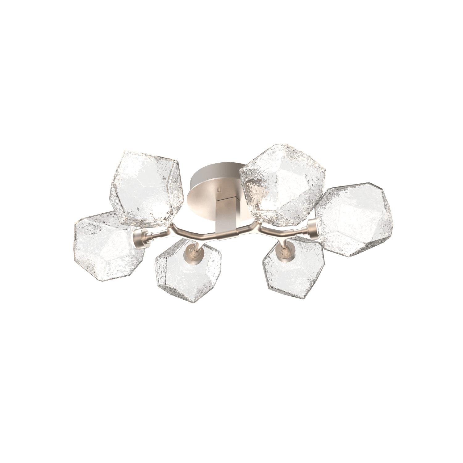 CLB0039-01-BS-C-Hammerton-Studio-Gem-6-light-organic-flush-mount-light-with-metallic-beige-silver-finish-and-clear-blown-glass-shades-and-LED-lamping