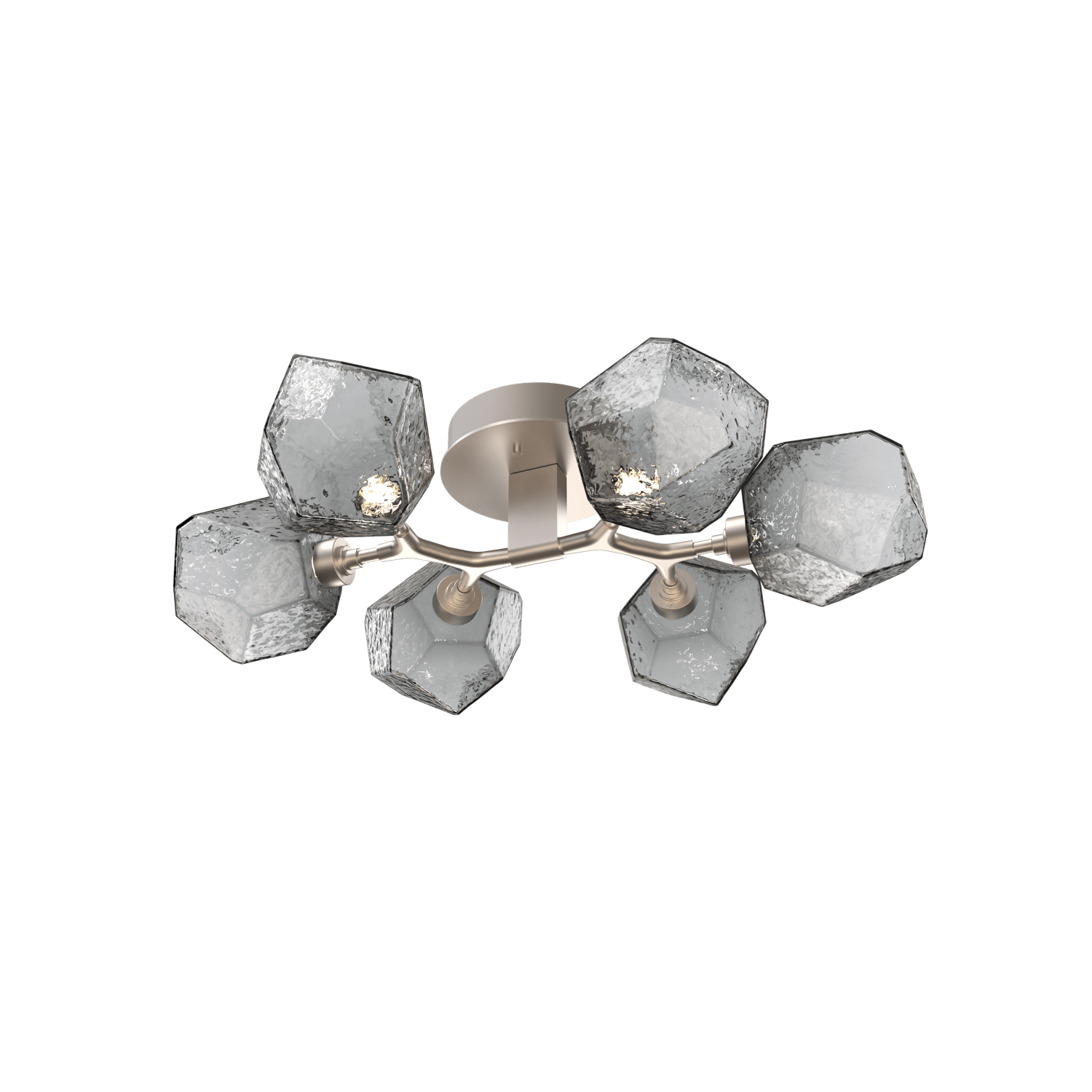 CLB0039-01-BS-S-Hammerton-Studio-Gem-6-light-organic-flush-mount-light-with-metallic-beige-silver-finish-and-smoke-blown-glass-shades-and-LED-lamping