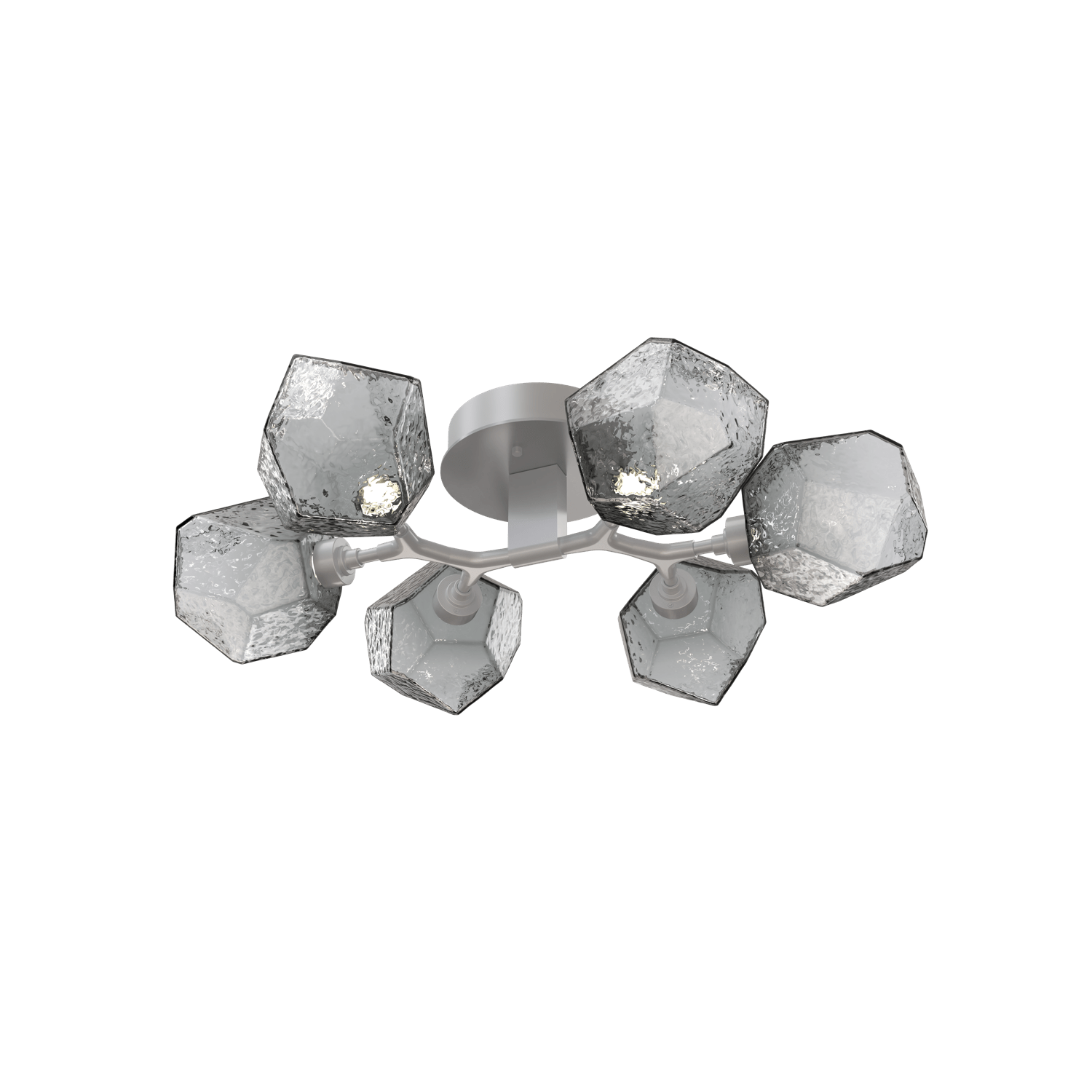 CLB0039-01-CS-S-Hammerton-Studio-Gem-6-light-organic-flush-mount-light-with-classic-silver-finish-and-smoke-blown-glass-shades-and-LED-lamping