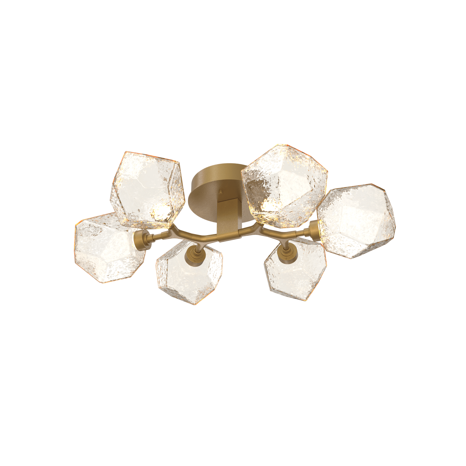 CLB0039-01-GB-A-Hammerton-Studio-Gem-6-light-organic-flush-mount-light-with-gilded-brass-finish-and-amber-blown-glass-shades-and-LED-lamping