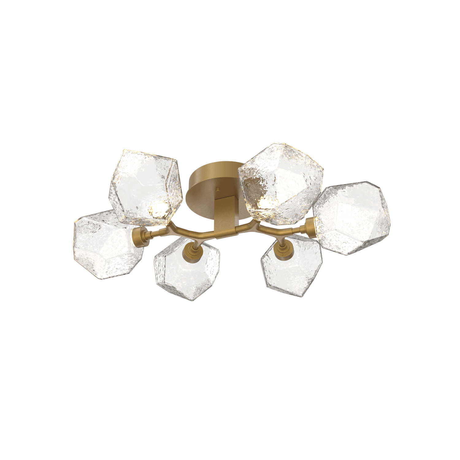 CLB0039-01-GB-C-Hammerton-Studio-Gem-6-light-organic-flush-mount-light-with-gilded-brass-finish-and-clear-blown-glass-shades-and-LED-lamping