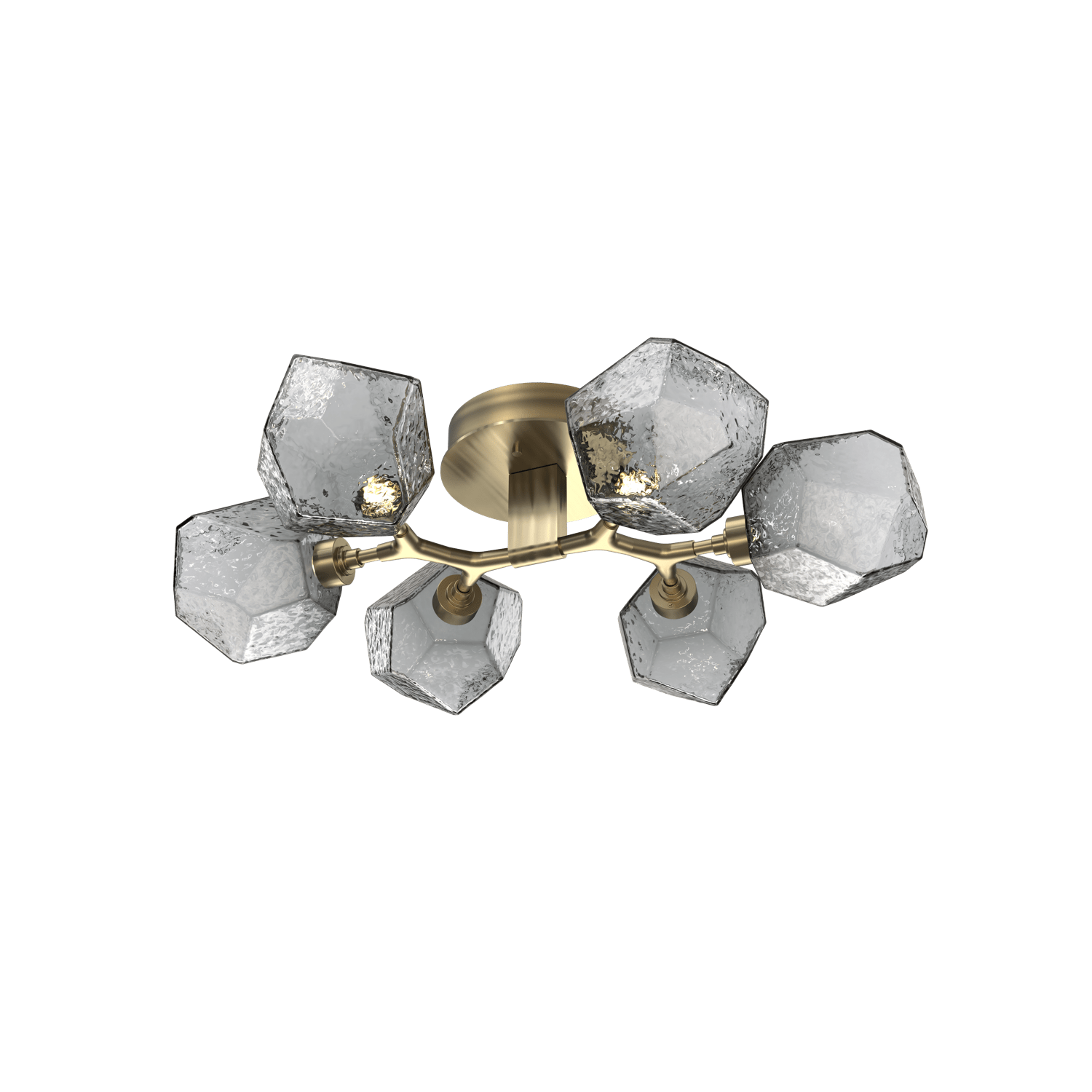 CLB0039-01-HB-S-Hammerton-Studio-Gem-6-light-organic-flush-mount-light-with-heritage-brass-finish-and-smoke-blown-glass-shades-and-LED-lamping