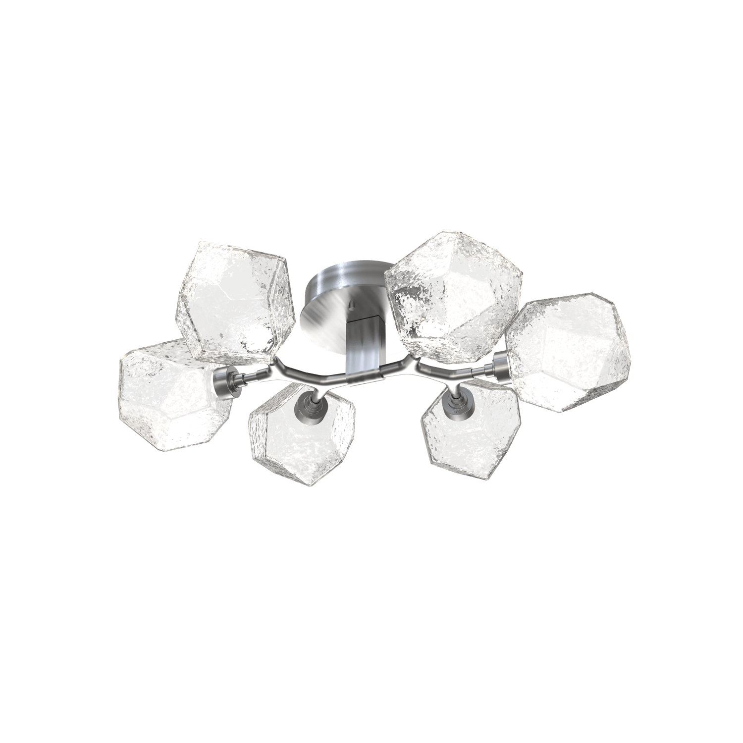 CLB0039-01-SN-C-Hammerton-Studio-Gem-6-light-organic-flush-mount-light-with-satin-nickel-finish-and-clear-blown-glass-shades-and-LED-lamping