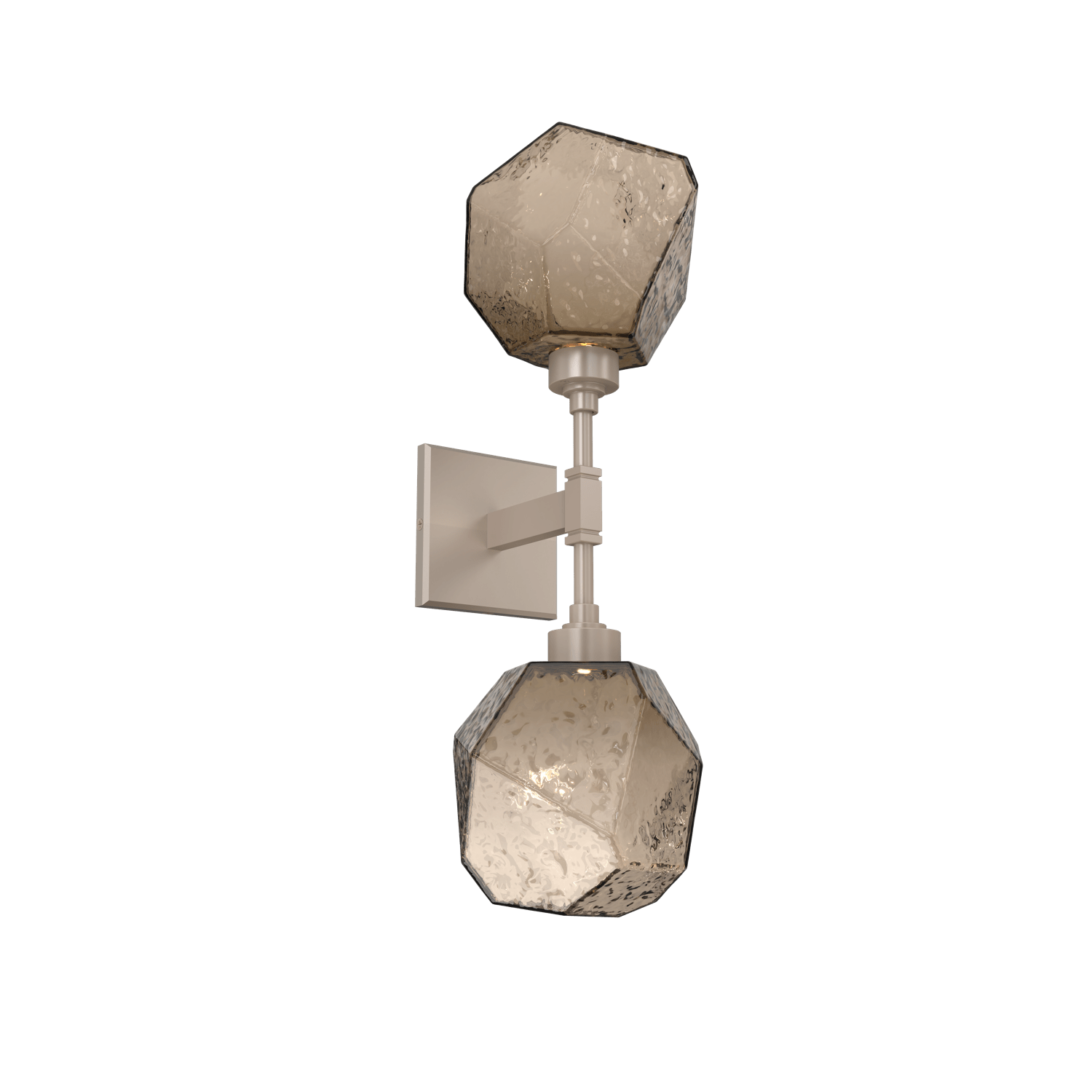 IDB0039-02-BS-B-Hammerton-Studio-Gem-double-wall-sconce-with-metallic-beige-silver-finish-and-bronze-blown-glass-shades-and-LED-lamping