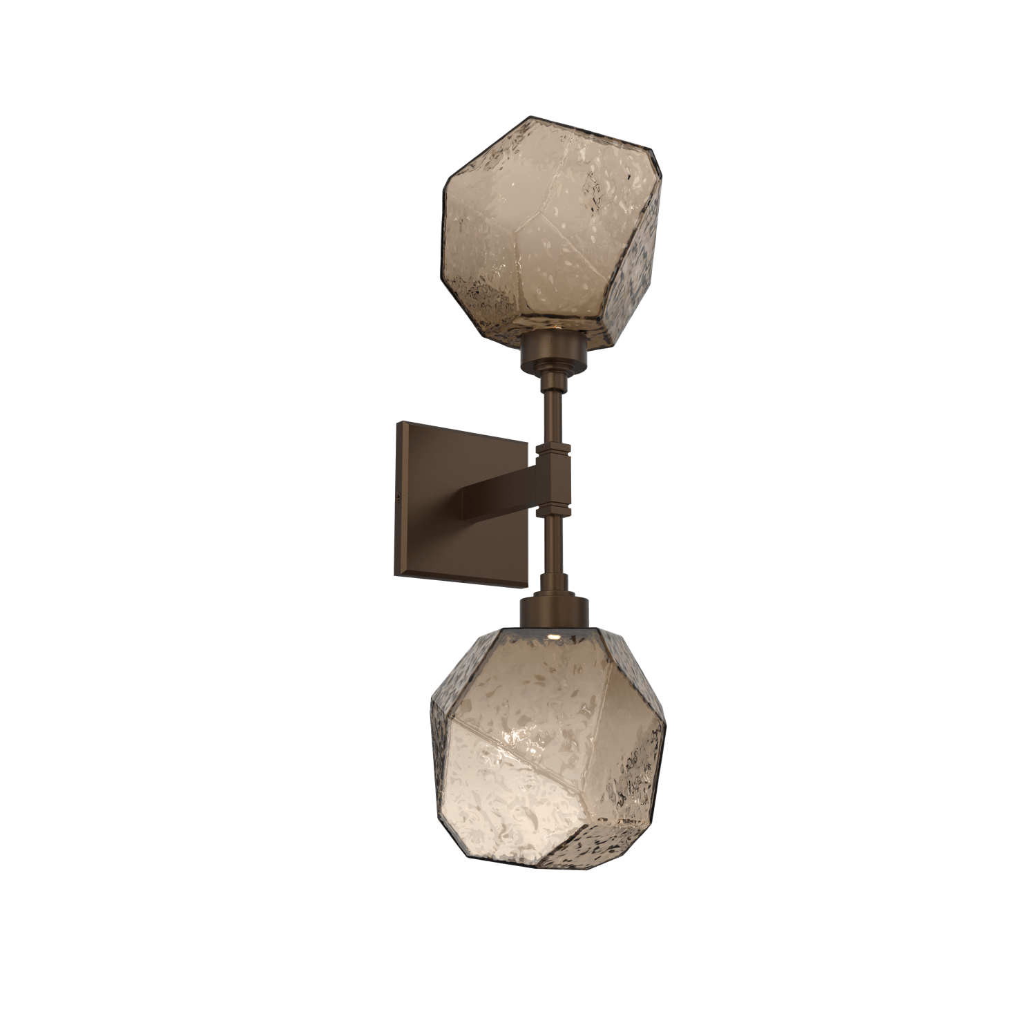 IDB0039-02-FB-B-Hammerton-Studio-Gem-double-wall-sconce-with-flat-bronze-finish-and-bronze-blown-glass-shades-and-LED-lamping