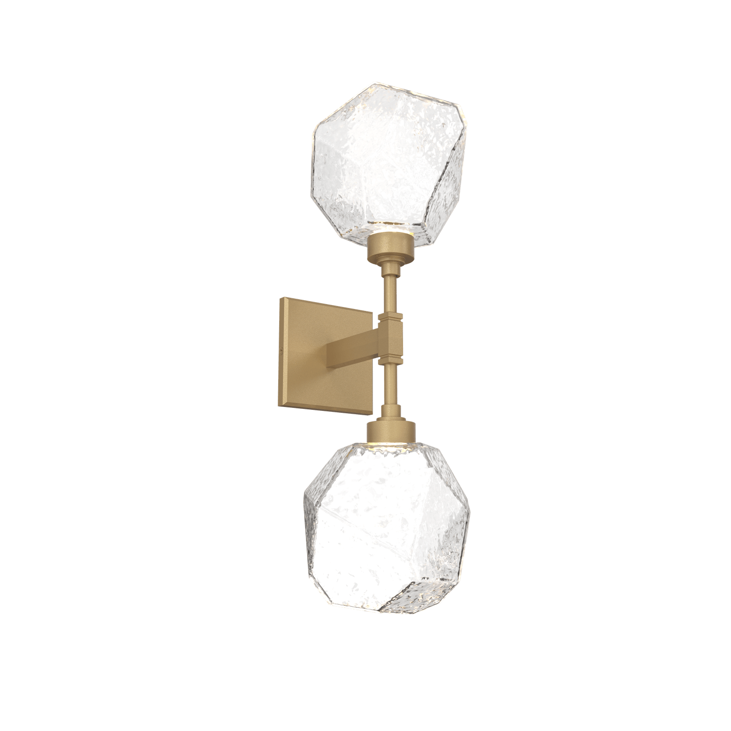 IDB0039-02-GB-C-Hammerton-Studio-Gem-double-wall-sconce-with-gilded-brass-finish-and-clear-blown-glass-shades-and-LED-lamping