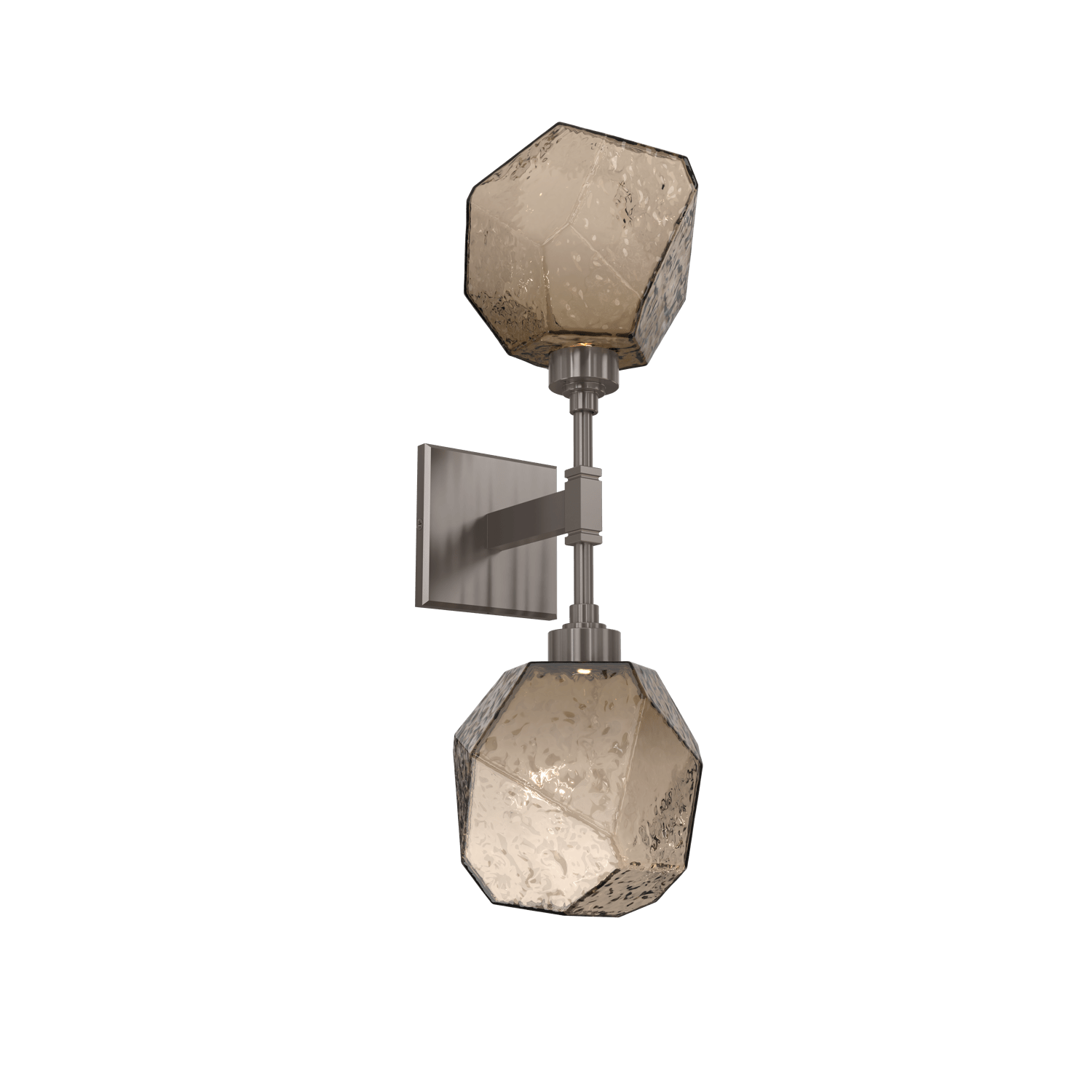 IDB0039-02-GM-B-Hammerton-Studio-Gem-double-wall-sconce-with-gunmetal-finish-and-bronze-blown-glass-shades-and-LED-lamping