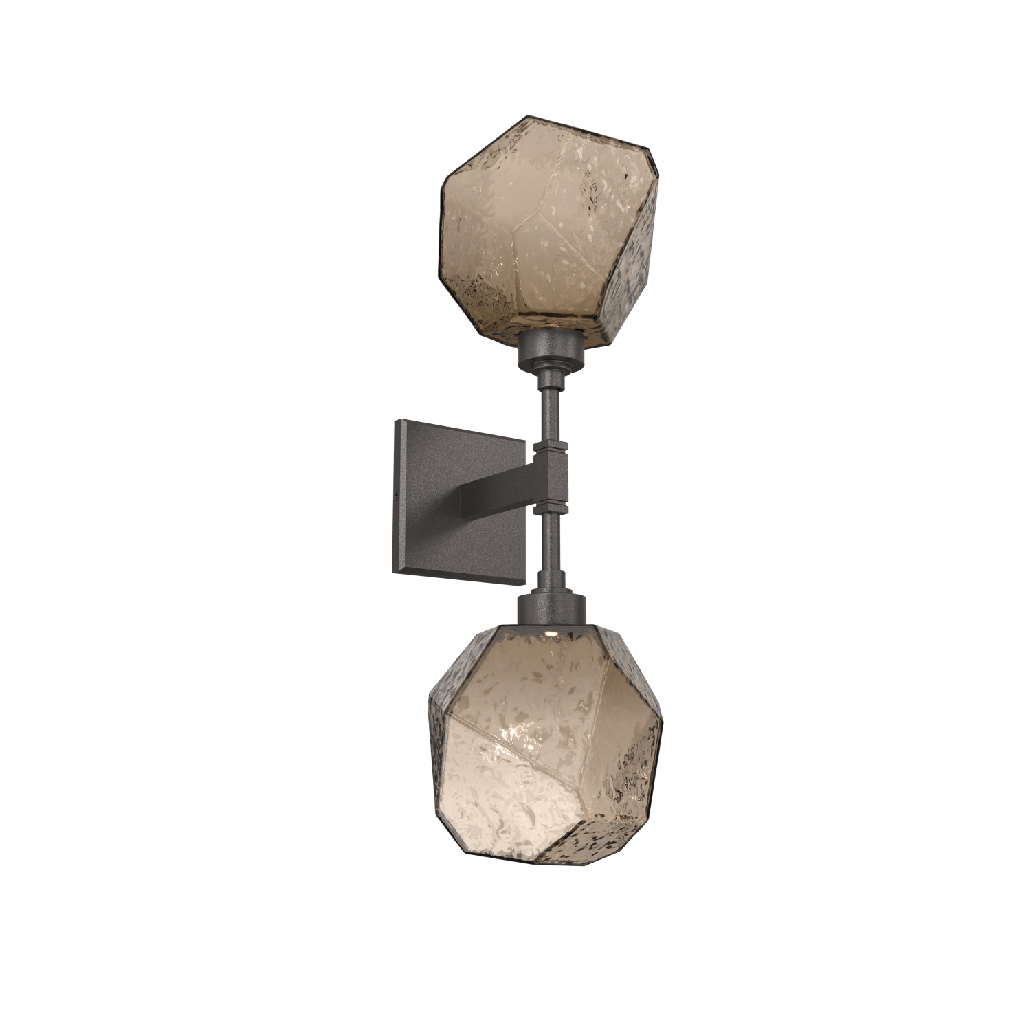 IDB0039-02-GP-B-Hammerton-Studio-Gem-double-wall-sconce-with-graphite-finish-and-bronze-blown-glass-shades-and-LED-lamping