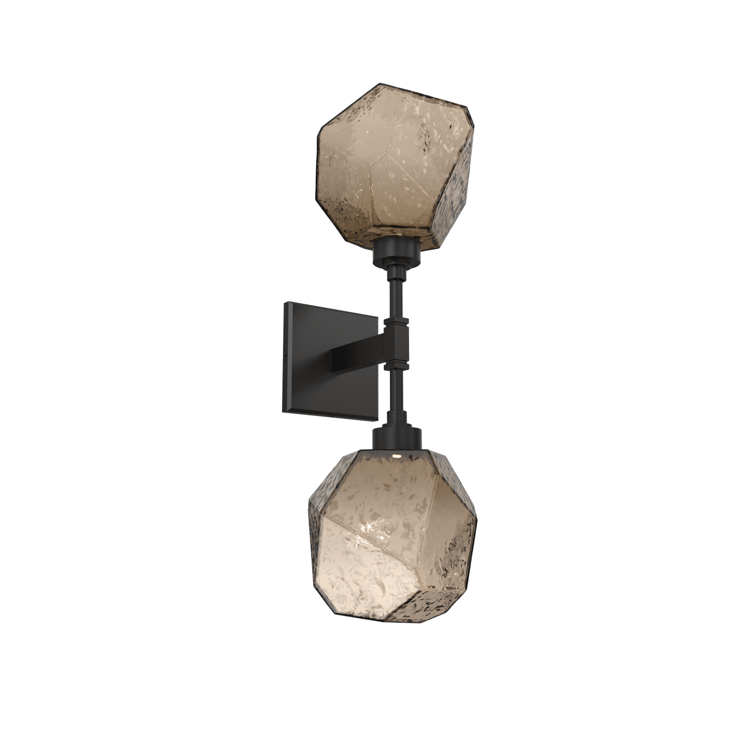 IDB0039-02-MB-B-Hammerton-Studio-Gem-double-wall-sconce-with-matte-black-finish-and-bronze-blown-glass-shades-and-LED-lamping