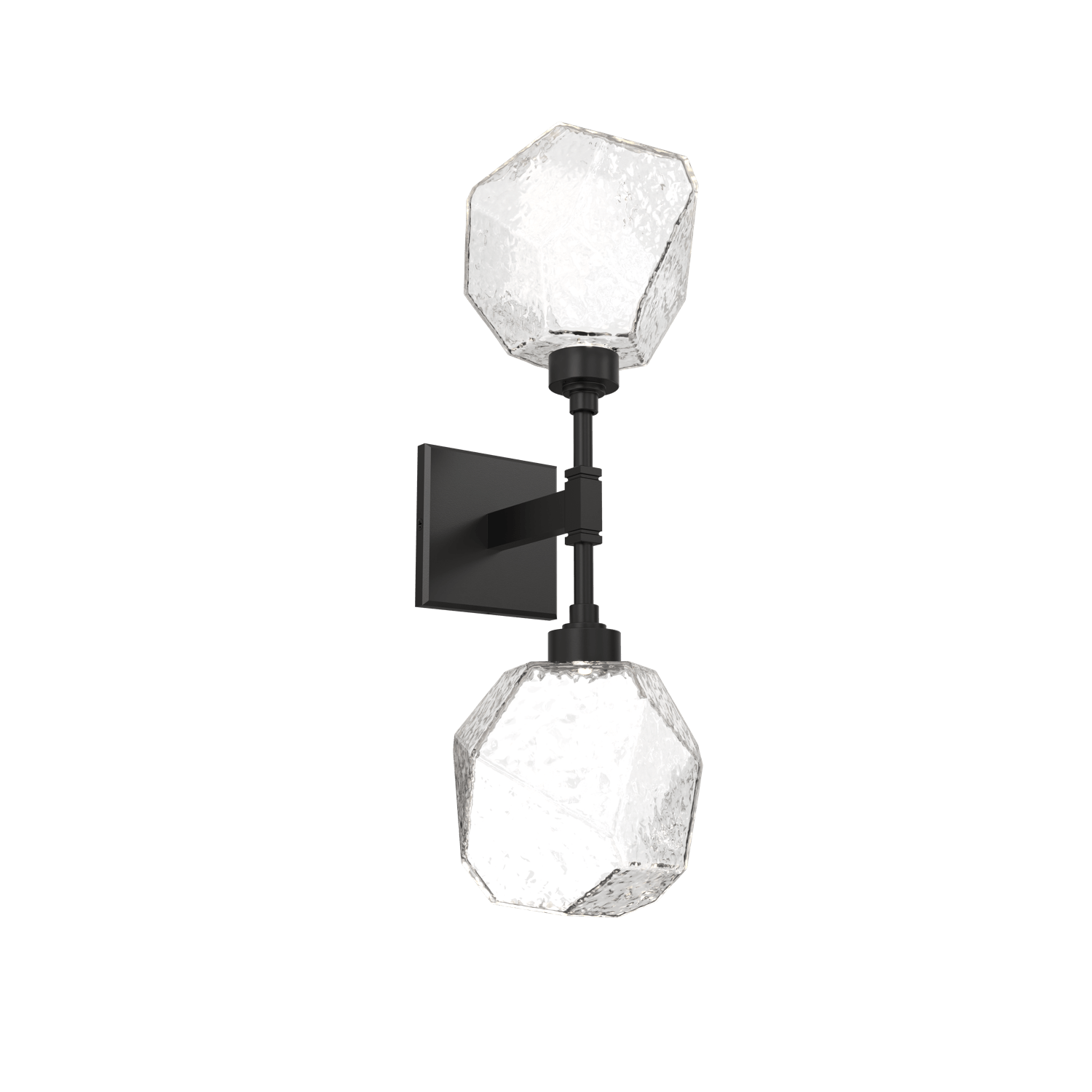IDB0039-02-MB-C-Hammerton-Studio-Gem-double-wall-sconce-with-matte-black-finish-and-clear-blown-glass-shades-and-LED-lamping