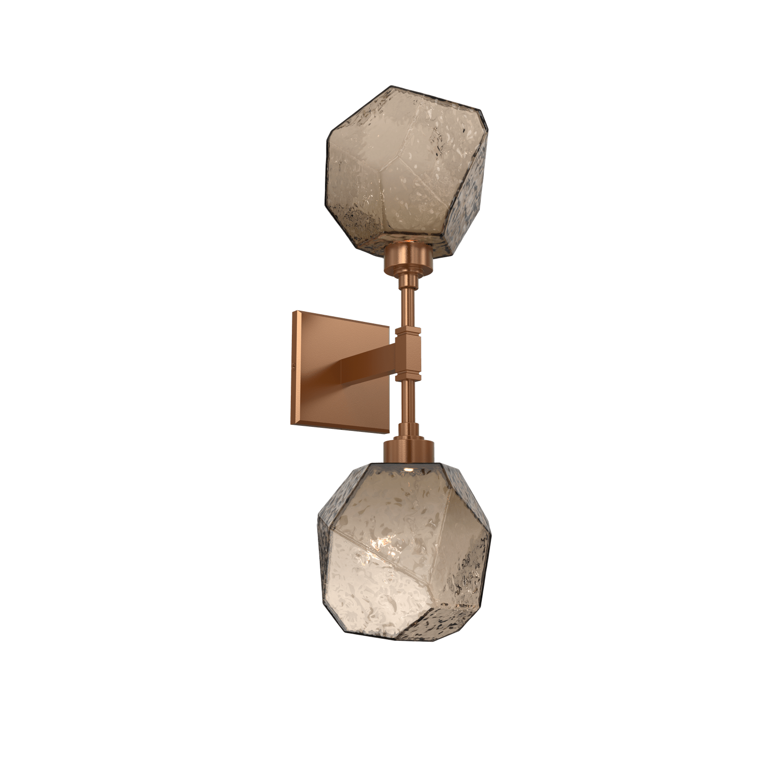 IDB0039-02-NB-B-Hammerton-Studio-Gem-double-wall-sconce-with-novel-brass-finish-and-bronze-blown-glass-shades-and-LED-lamping