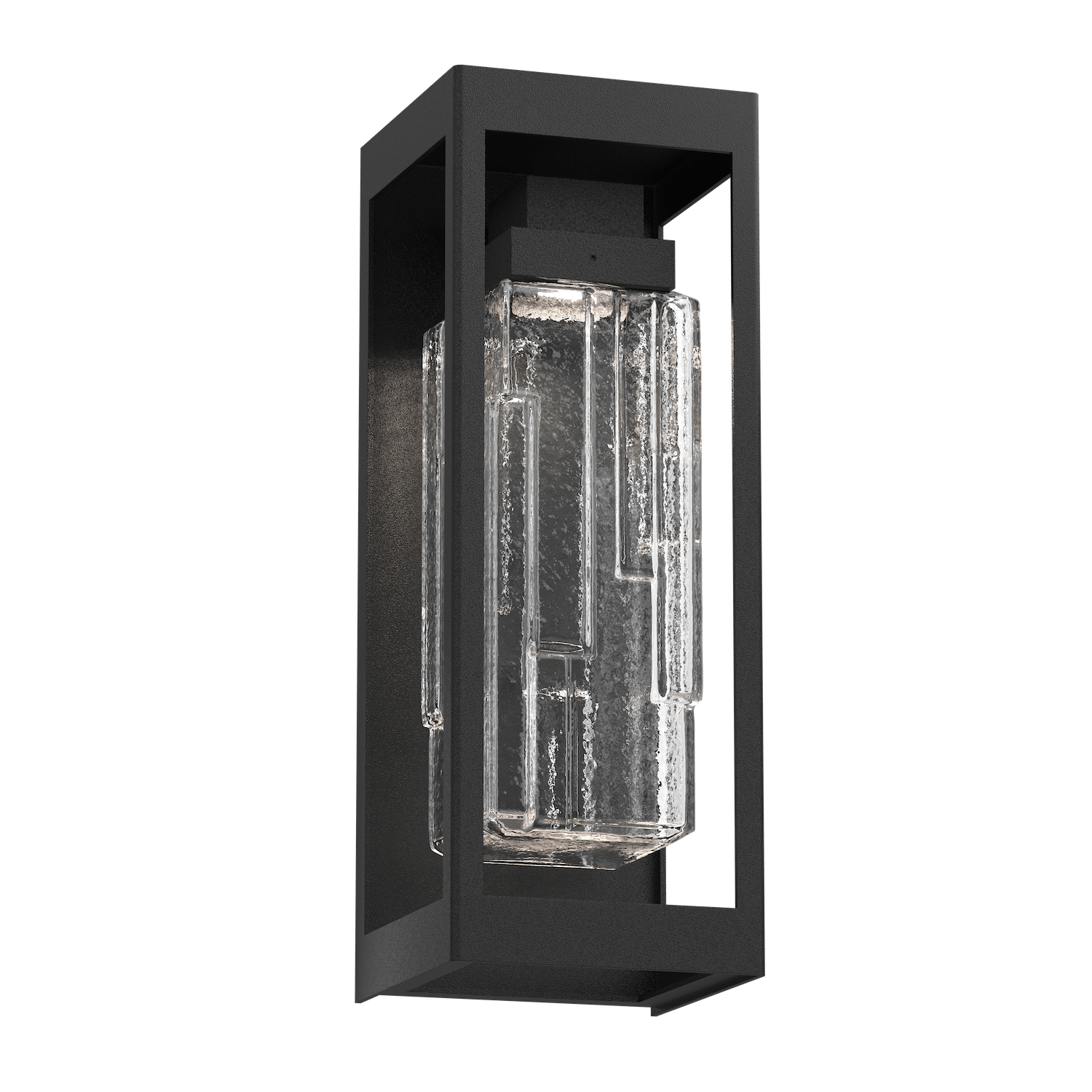 ODB0051-18-TB-LC-Hammerton-Studio-Maison-18-inch-outdoor-sconce-with-textured-black-finish-and-clear-ledgestone-blown-glass-shade-and-LED-lamping