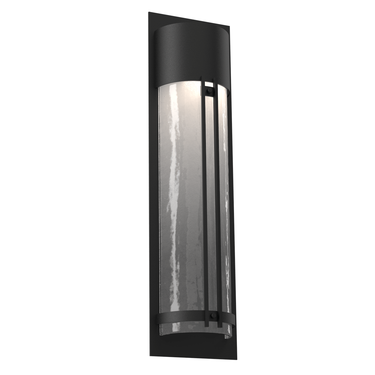 Hammerton Studio ODB0031-19-TB-M1P-G1 Textured Black Panel Cover Single  Light 19 Tall Outdoor ADA Compliant Wall Sconce - GU10 with Medium Mesh  Platina Metal Shade 