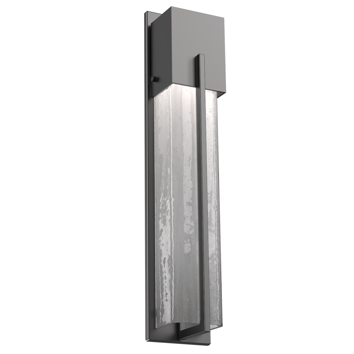 ODB0055-23-AG-FG-Hammerton-Studio-23-inch-outdoor-sconce-with-square-frosted-granite-glass-cover-with-argento-grey-finish-and-LED-lamping