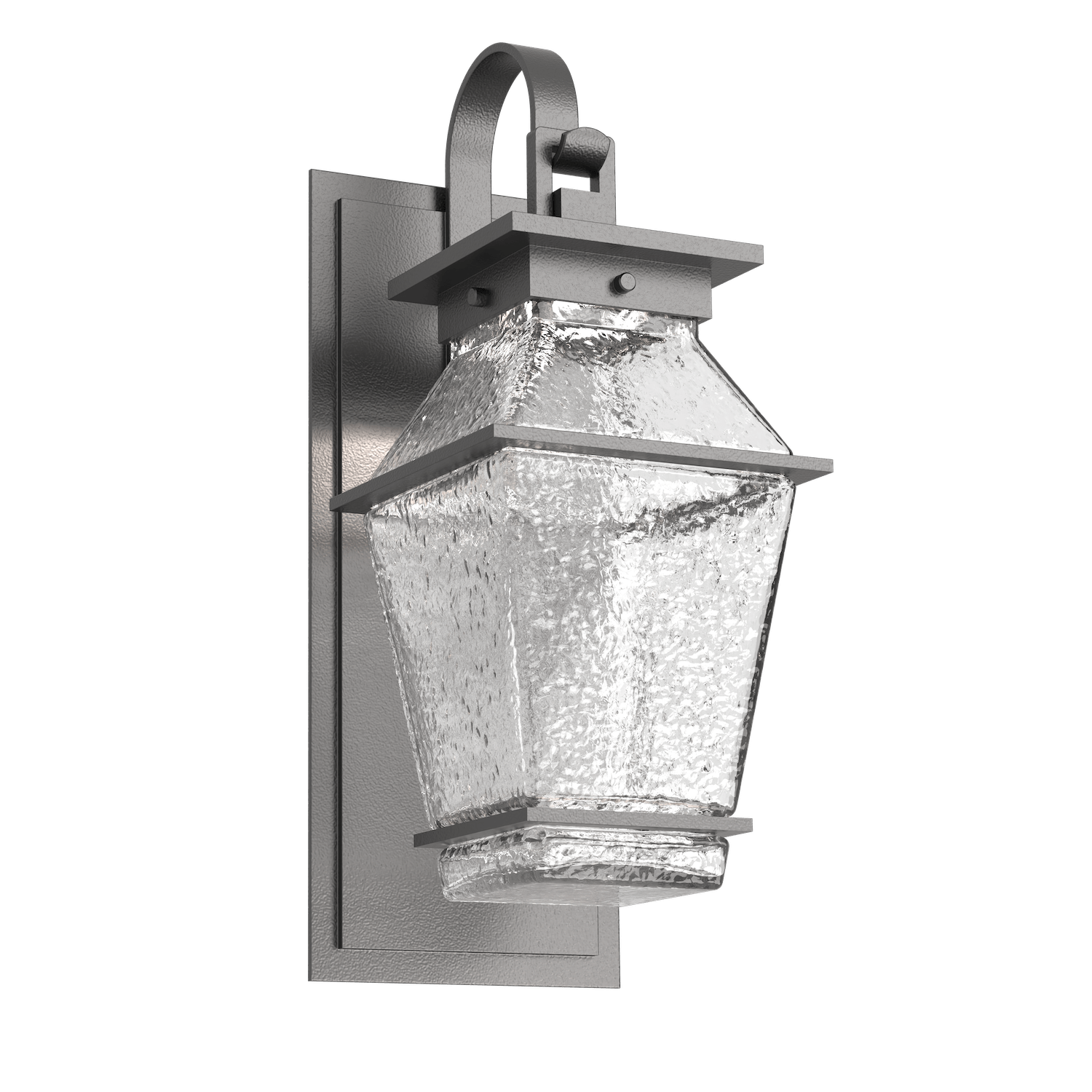 ODB0077-02-AG-C-Hammerton-Studio-Landmark-19-inch-outdoor-sconce-with-shepherds-hook-with-argento-grey-finish-and-clear-blown-glass-shades-and-LED-lamping