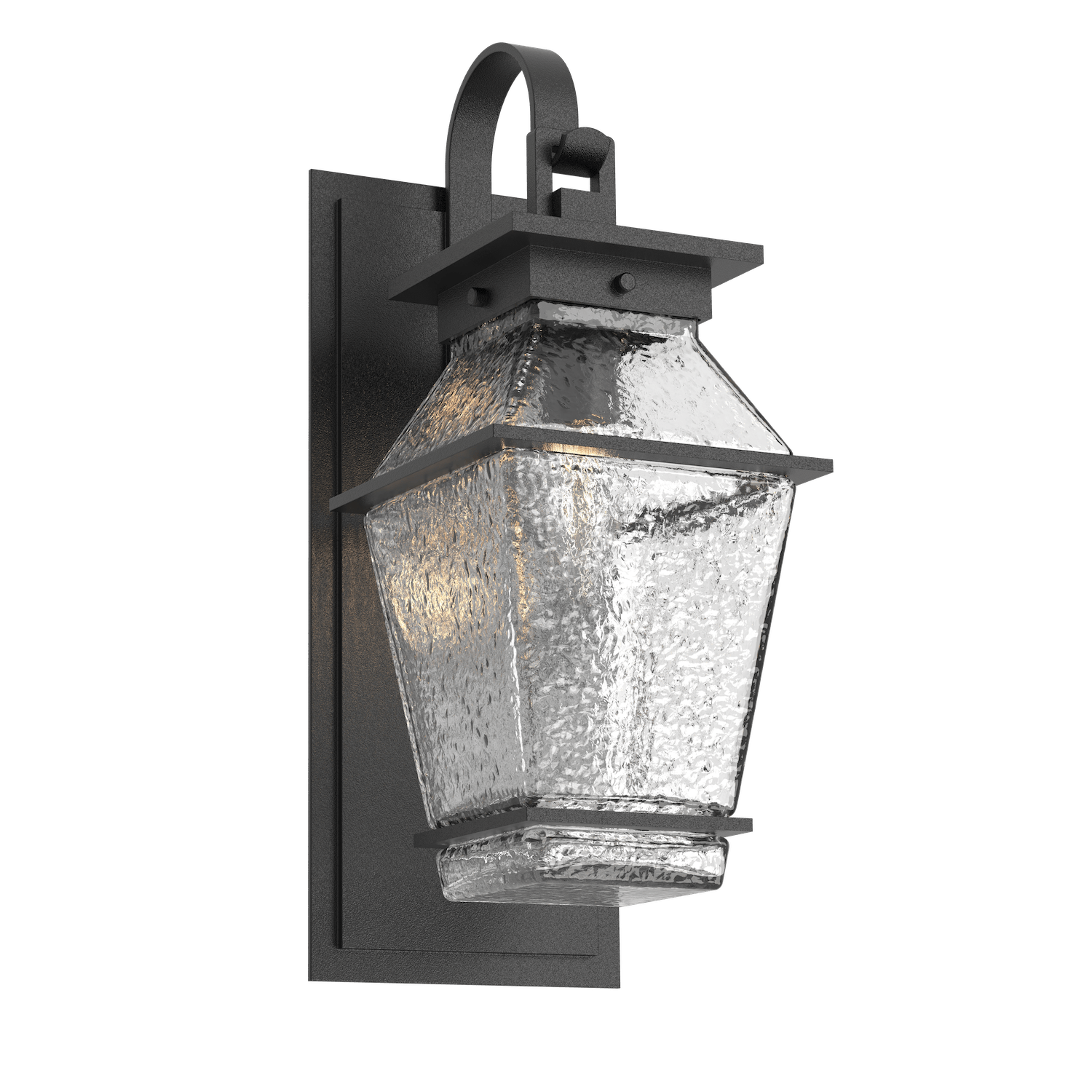 ODB0077-02-TB-C-Hammerton-Studio-Landmark-19-inch-outdoor-sconce-with-shepherds-hook-with-textured-black-finish-and-clear-blown-glass-shades-and-incandescent-lamping