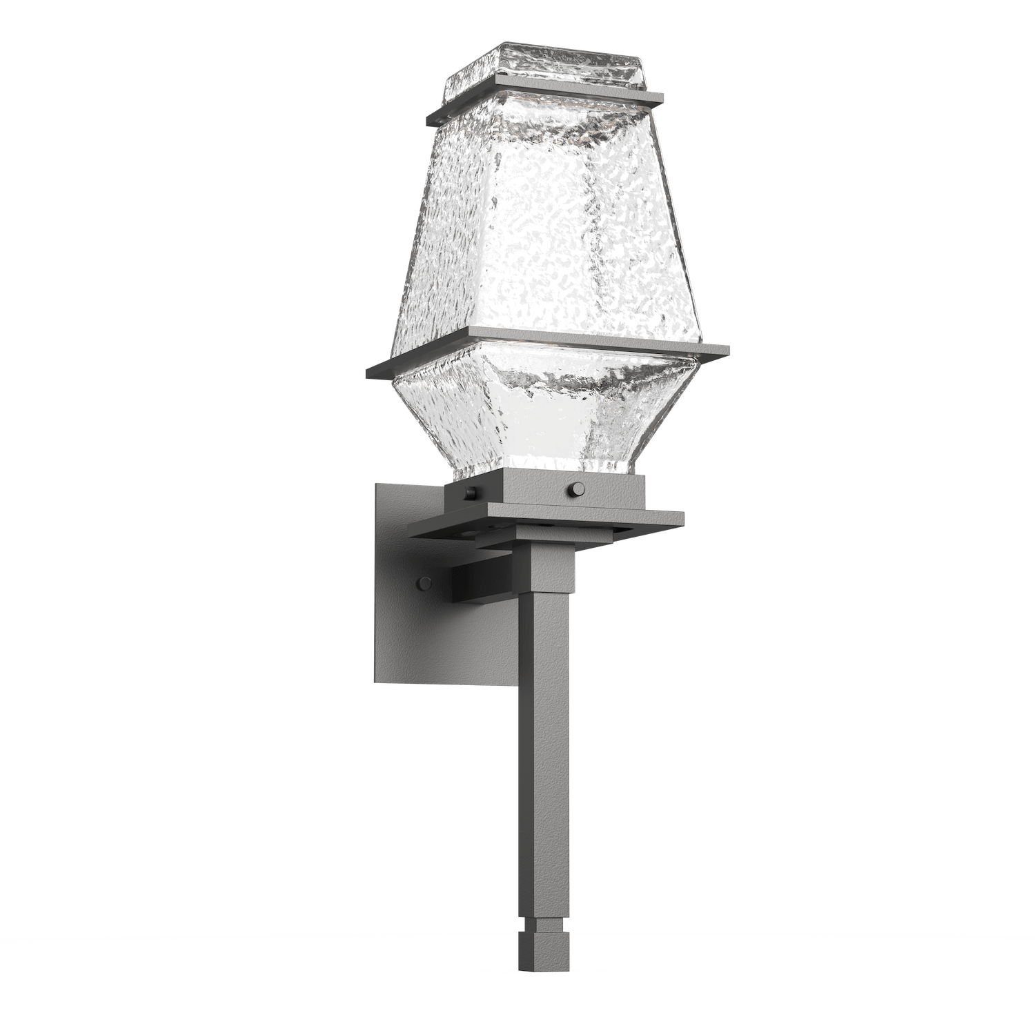 ODB0077-03-AG-C-Hammerton-Studio-Landmark-24-inch-outdoor-torch-sconce-with-argento-grey-finish-and-clear-blown-glass-shades-and-LED-lamping
