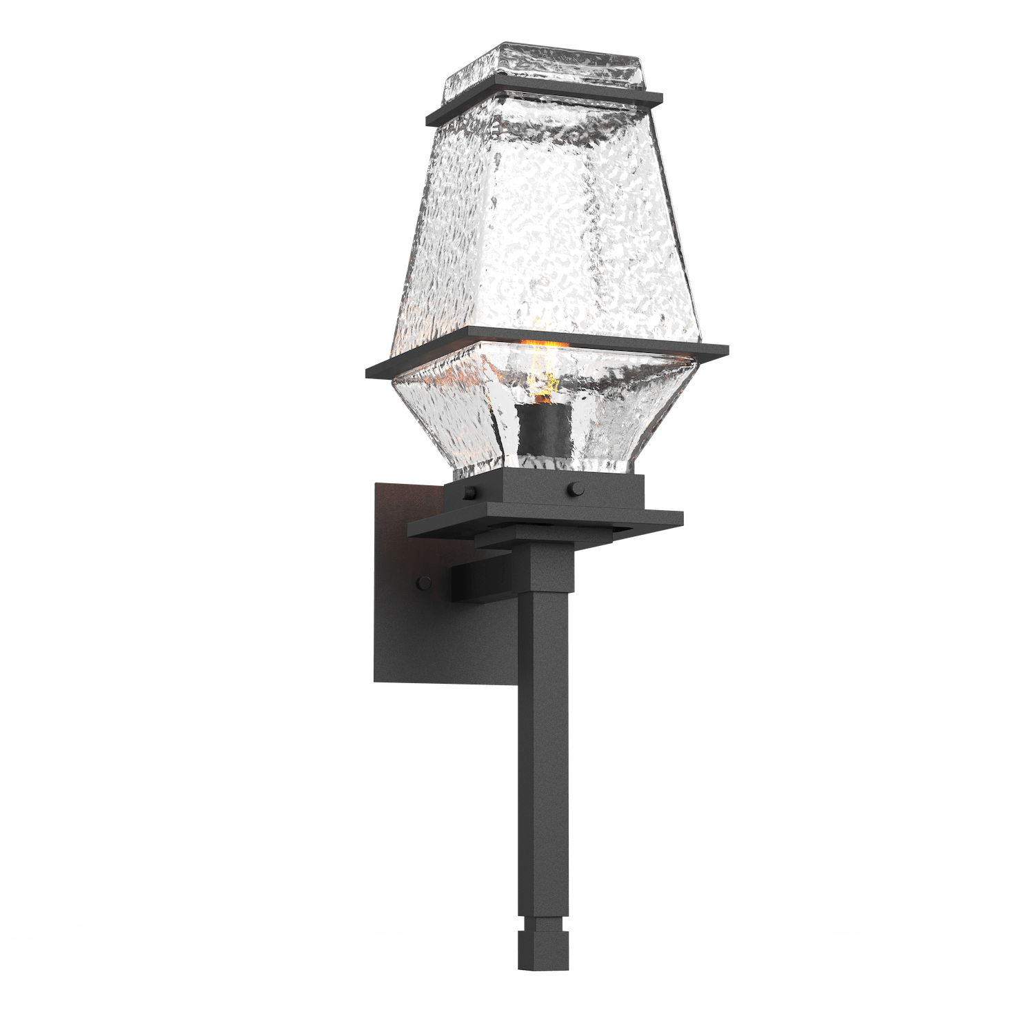 ODB0077-03-TB-C-Hammerton-Studio-Landmark-24-inch-outdoor-torch-sconce-with-textured-black-finish-and-clear-blown-glass-shades-and-incandescent-lamping