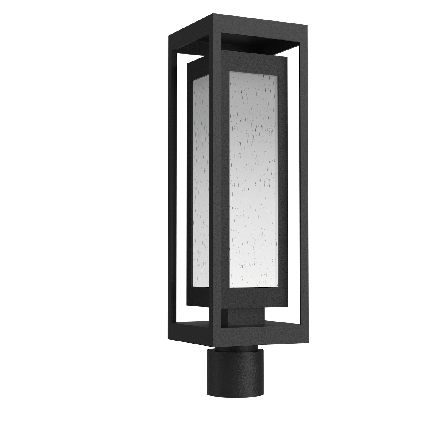 OMB0027-01-TB-FS-Hammerton-Studio-Double-Box-21-inch-postmount-light-with-textured-black-finish-and-frosted-glass-shade-and-LED-lamping