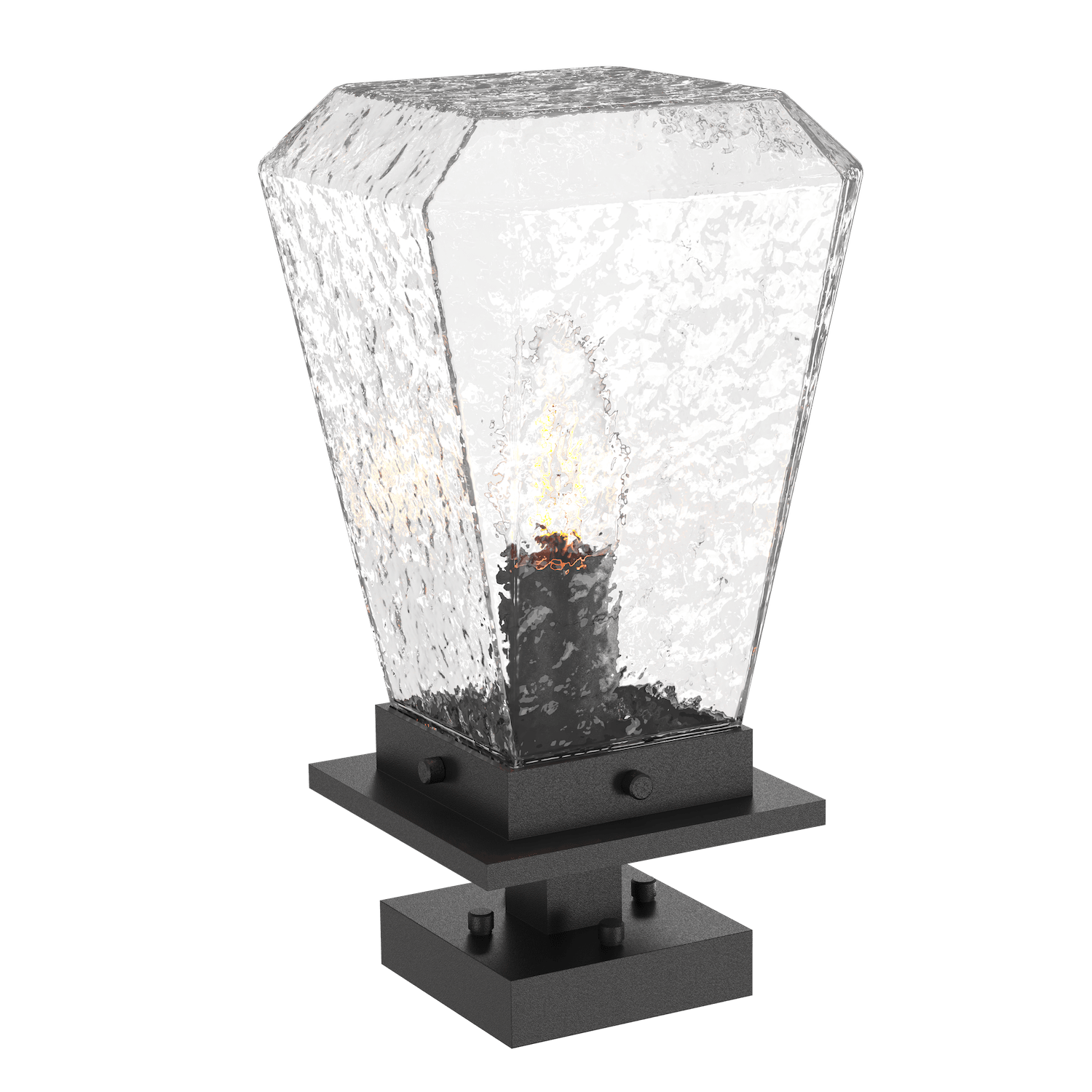 OMB0043-01-TB-C-Hammerton-Studio-Beacon-14-inch-pier-mount-light-with-textured-black-finish-and-clear-blown-glass-shades-and-incandescent-lamping