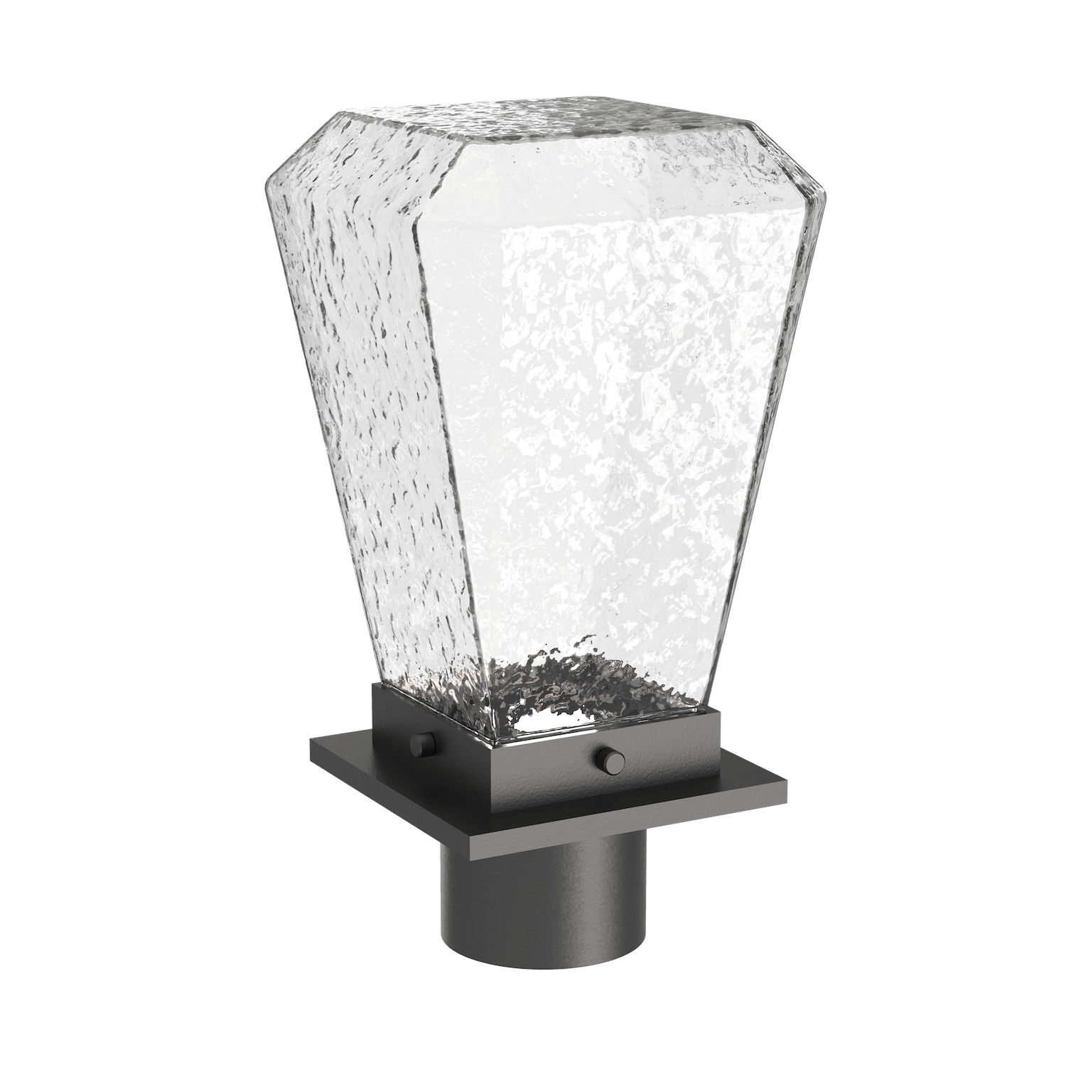 OMB0043-02-AG-C-Hammerton-Studio-Beacon-14-inch-postmount-light-with-argento-grey-finish-and-clear-blown-glass-shades-and-LED-lamping