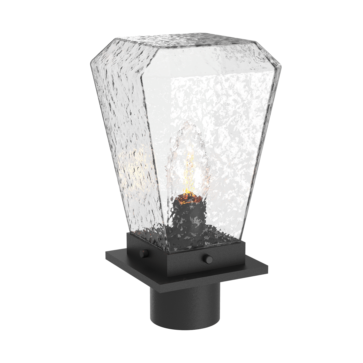 OMB0043-02-TB-C-Hammerton-Studio-Beacon-14-inch-postmount-light-with-textured-black-finish-and-clear-blown-glass-shades-and-incandescent-lamping