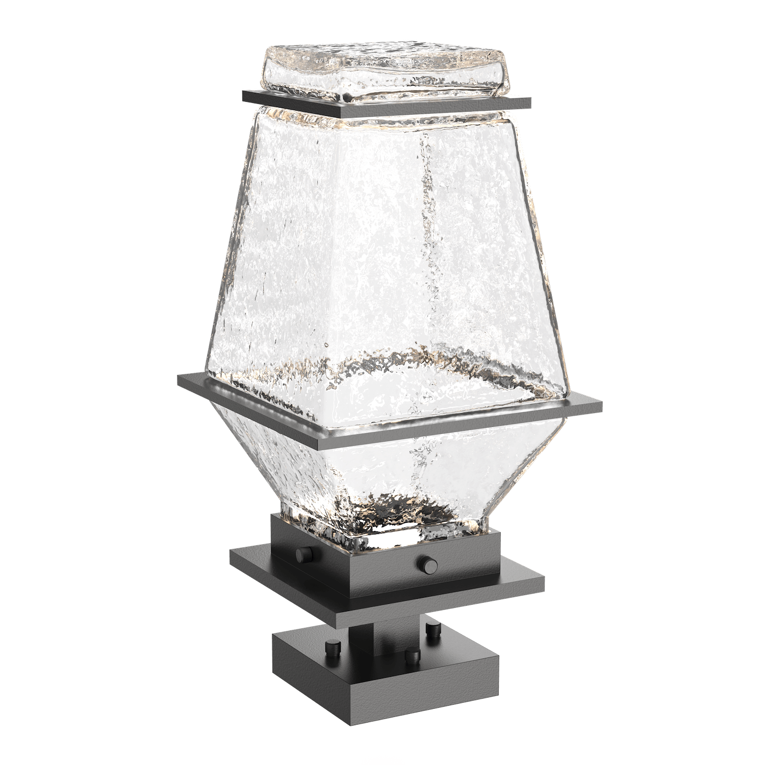 OMB0077-01-AG-C-Hammerton-Studio-Landmark-16-inch-pier-mount-light-with-argento-grey-finish-and-clear-blown-glass-shades-and-LED-lamping