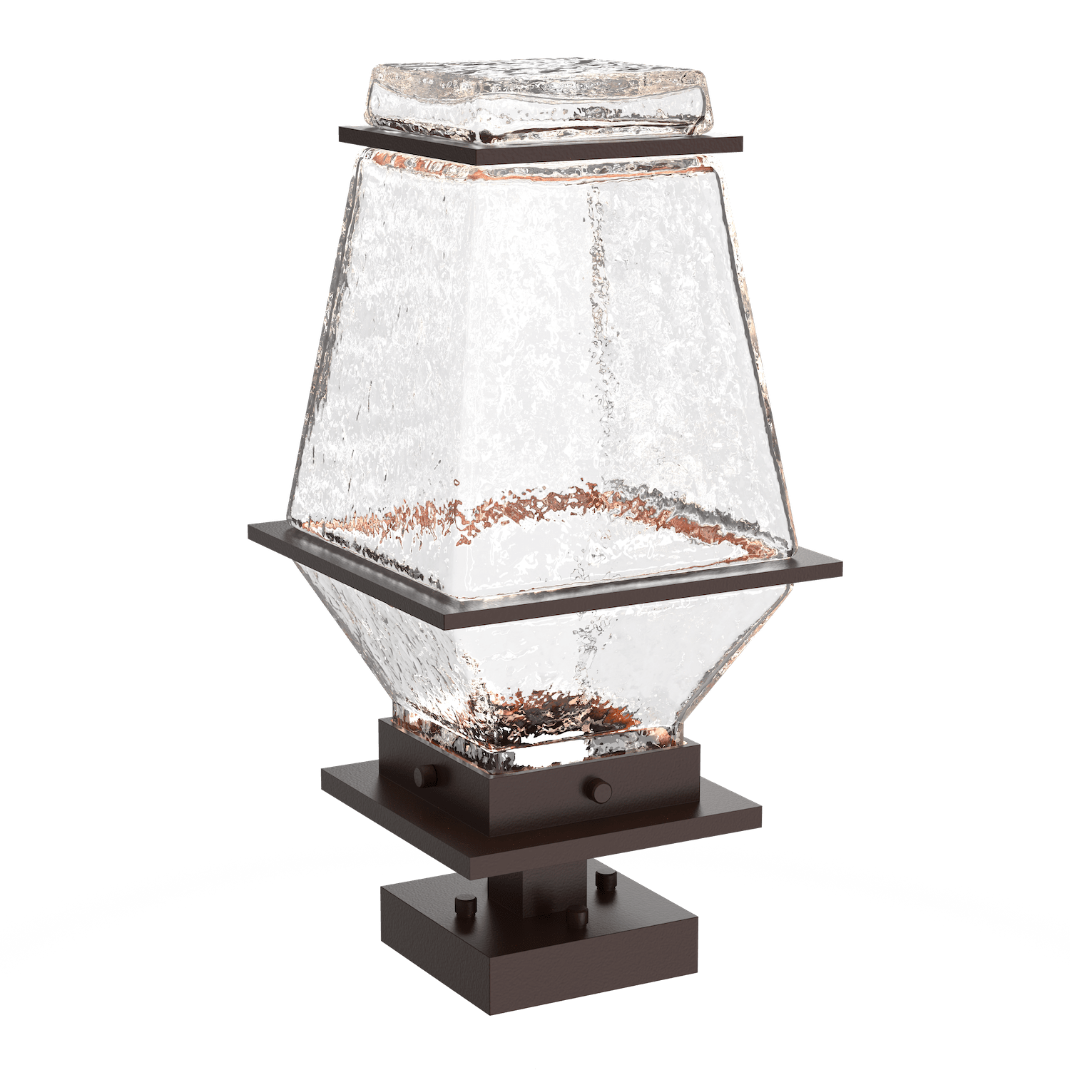 OMB0077-01-SB-C-Hammerton-Studio-Landmark-16-inch-pier-mount-light-with-statuary-bronze-finish-and-clear-blown-glass-shades-and-LED-lamping