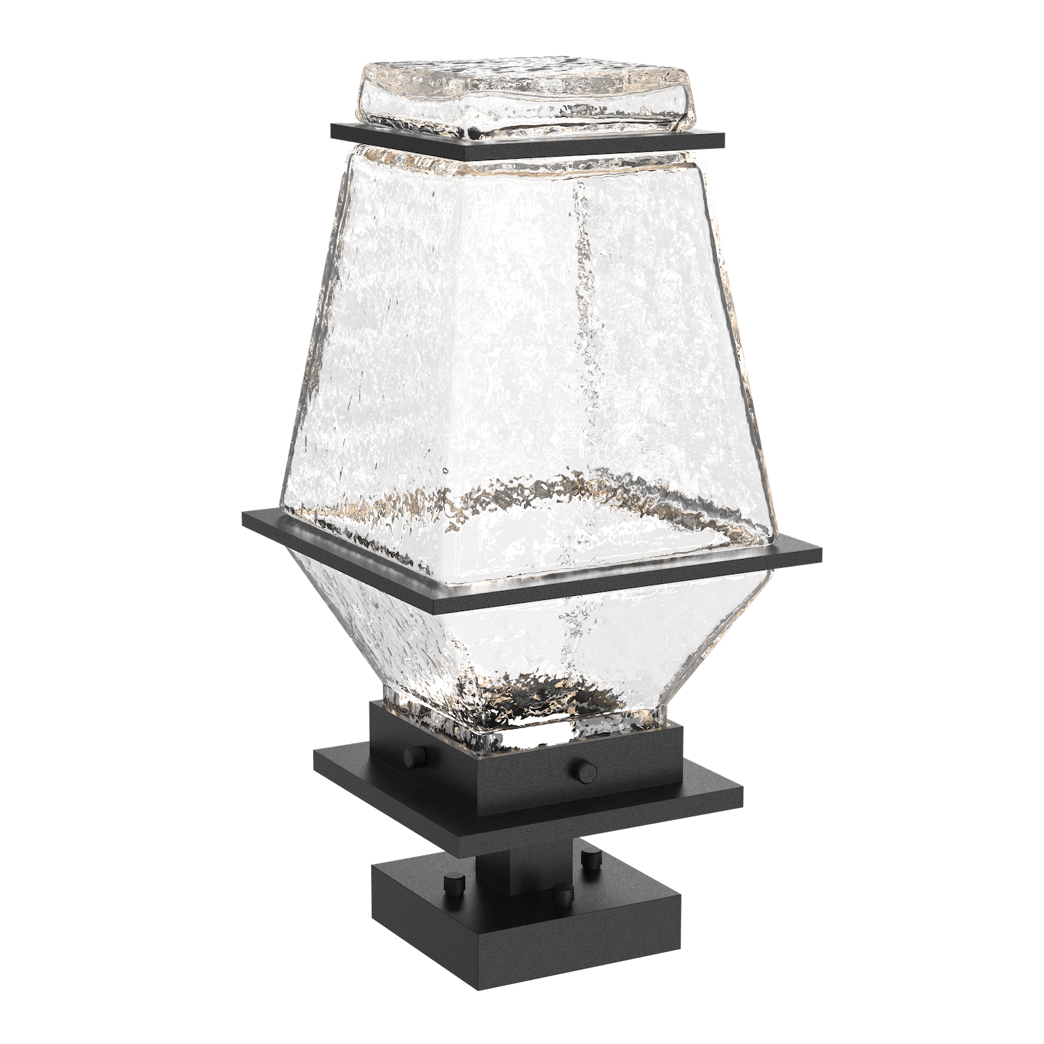 OMB0077-01-TB-C-Hammerton-Studio-Landmark-16-inch-pier-mount-light-with-textured-black-finish-and-clear-blown-glass-shades-and-LED-lamping