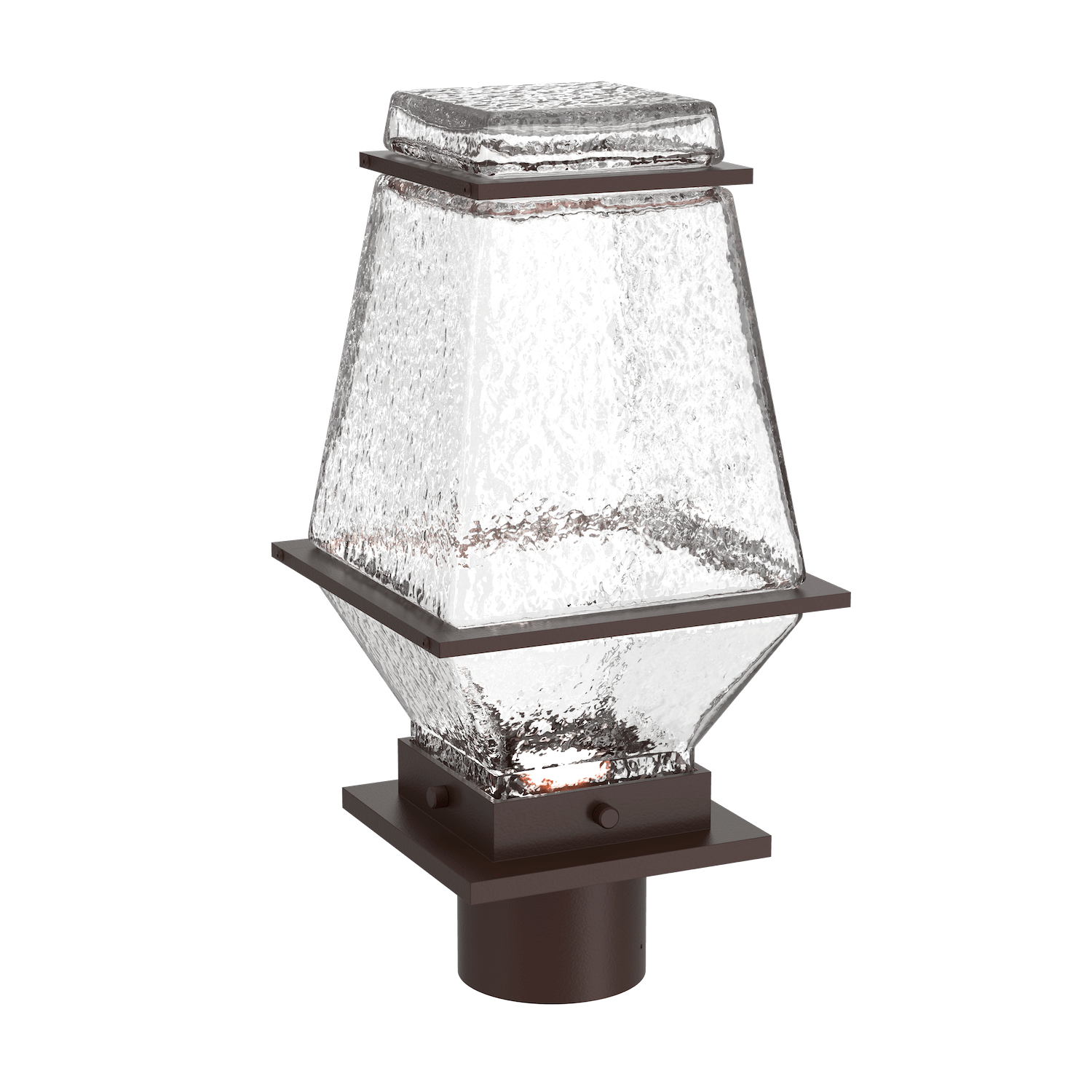 OMB0077-02-SB-C-Hammerton-Studio-Landmark-16-inch-postmount-light-with-statuary-bronze-finish-and-clear-blown-glass-shades-and-LED-lamping