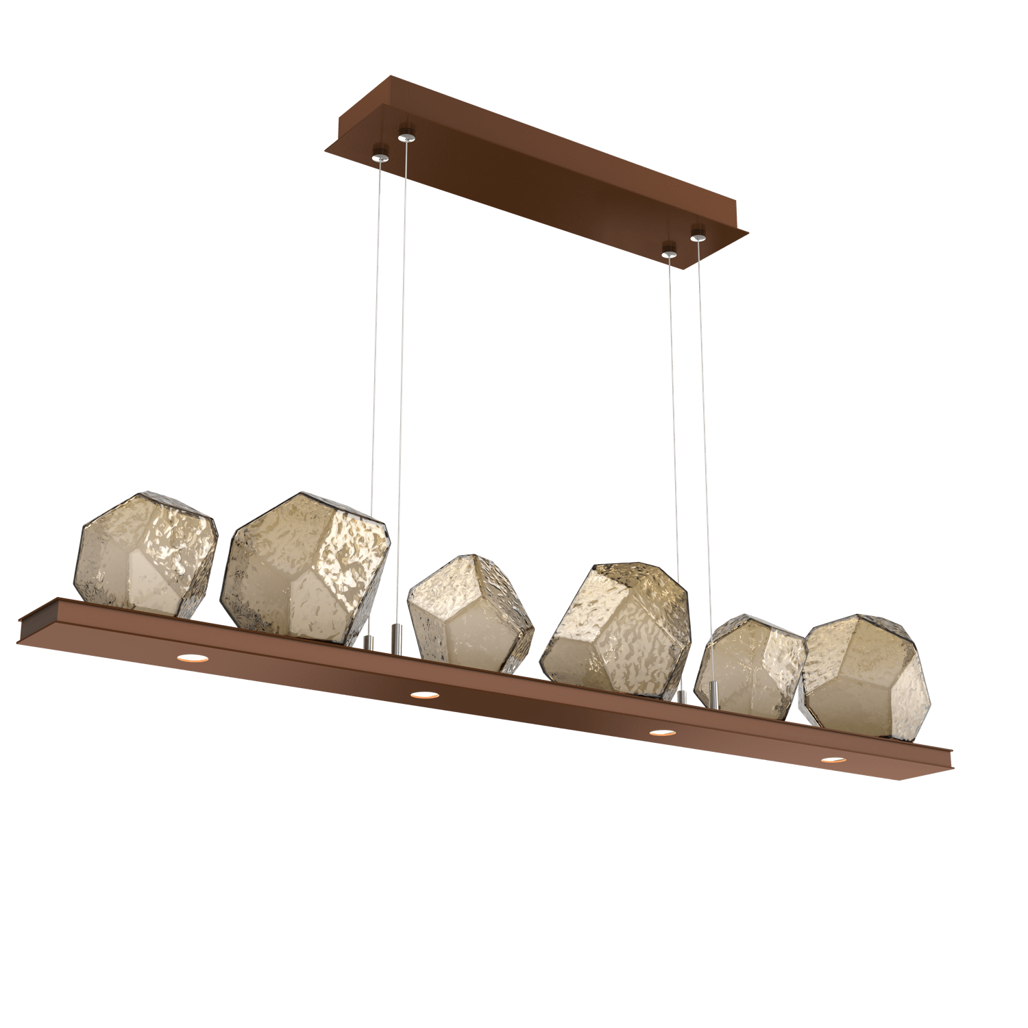 PLB0039-0B-BB-B-Hammerton-Studio-Gem-44-inch-linear-chandelier-with-burnished-bronze-finish-and-bronze-blown-glass-shades-and-LED-lamping