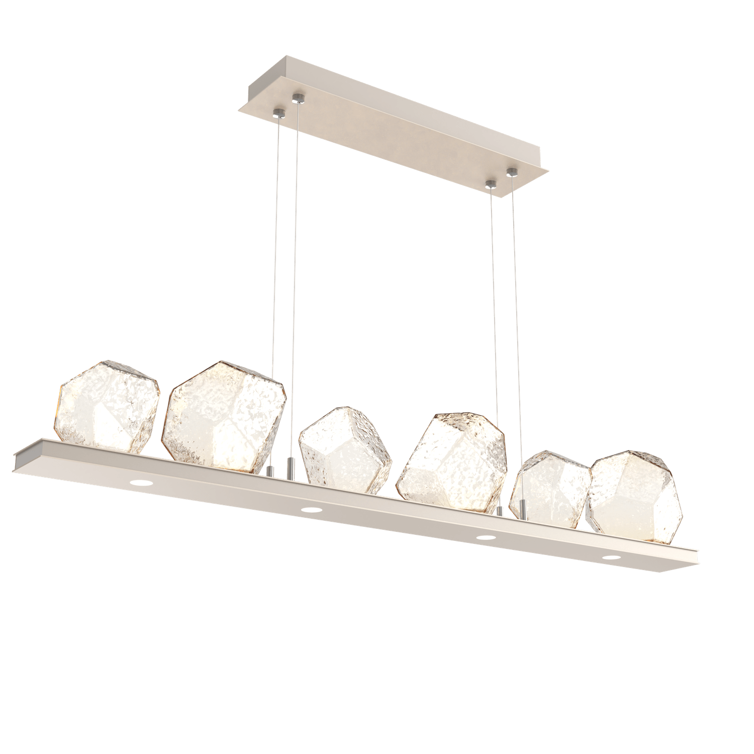 PLB0039-0B-BS-A-Hammerton-Studio-Gem-44-inch-linear-chandelier-with-metallic-beige-silver-finish-and-amber-blown-glass-shades-and-LED-lamping