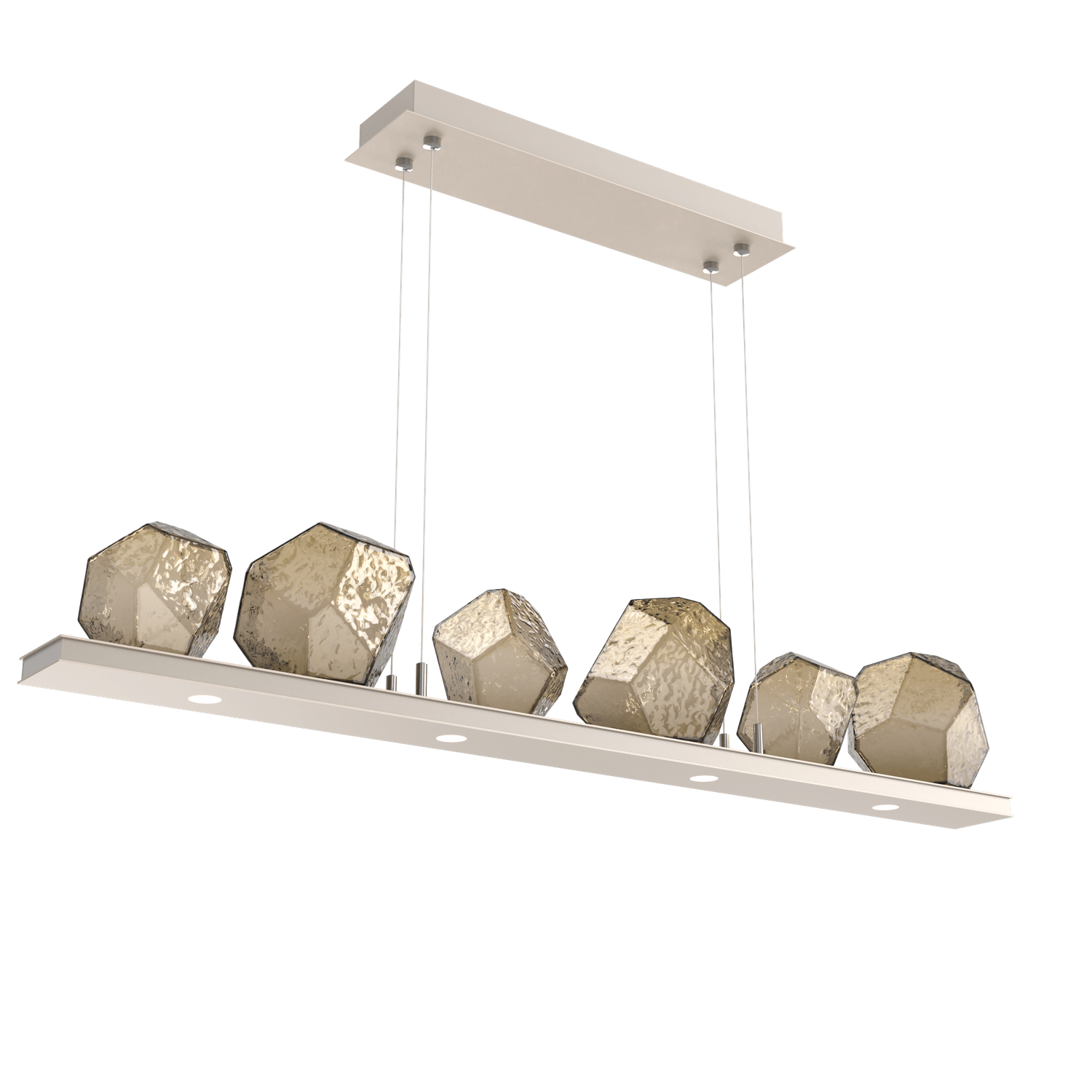 PLB0039-0B-BS-B-Hammerton-Studio-Gem-44-inch-linear-chandelier-with-metallic-beige-silver-finish-and-bronze-blown-glass-shades-and-LED-lamping