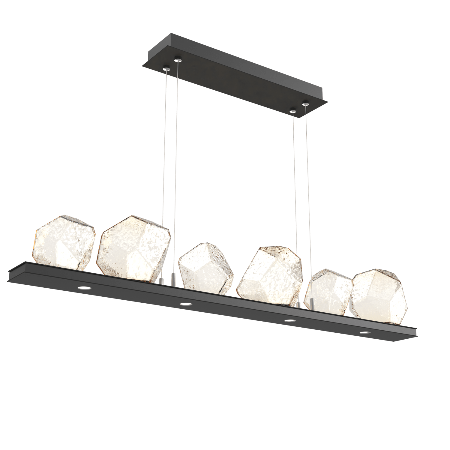 PLB0039-0B-MB-A-Hammerton-Studio-Gem-44-inch-linear-chandelier-with-matte-black-finish-and-amber-blown-glass-shades-and-LED-lamping