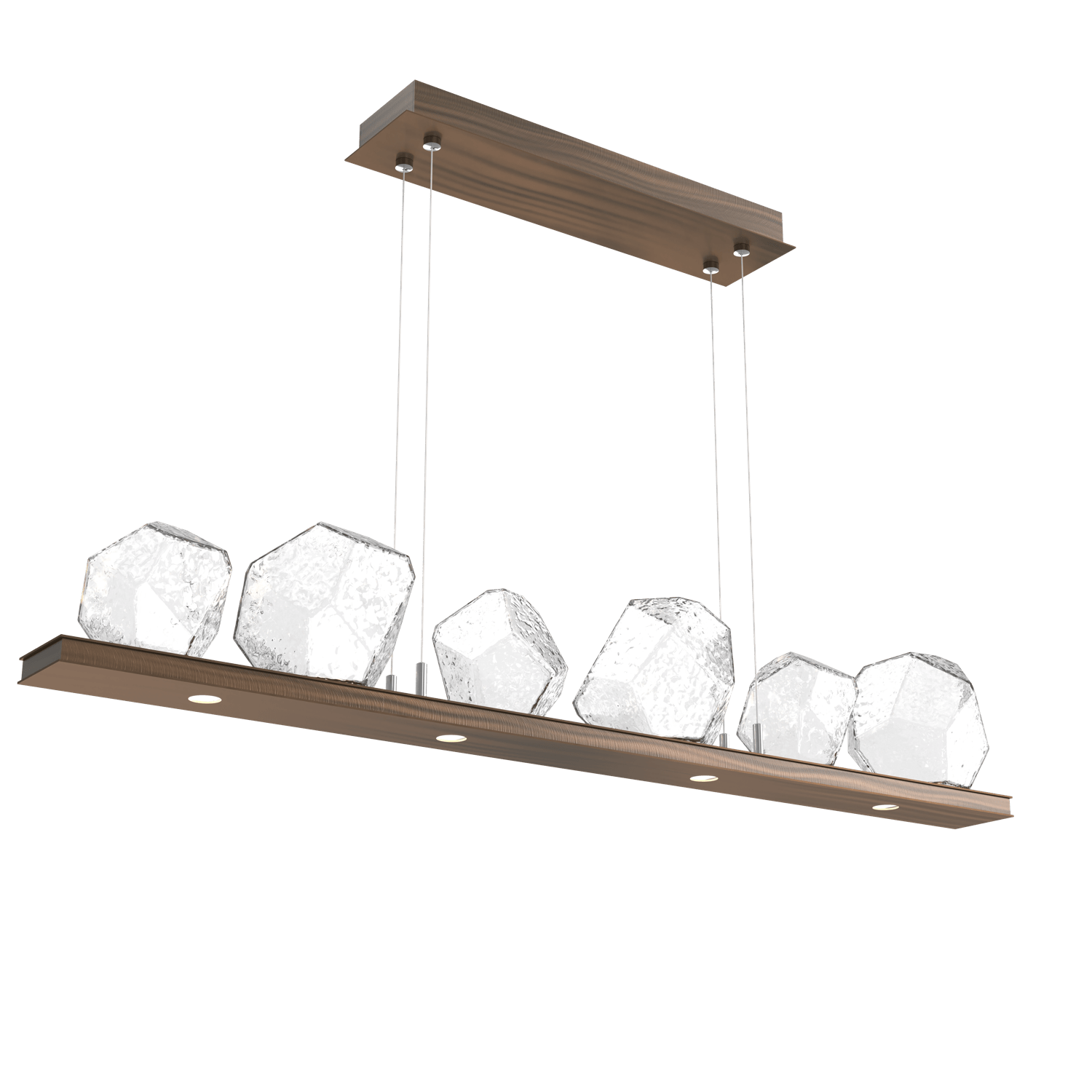 PLB0039-0B-RB-C-Hammerton-Studio-Gem-44-inch-linear-chandelier-with-oil-rubbed-bronze-finish-and-clear-blown-glass-shades-and-LED-lamping