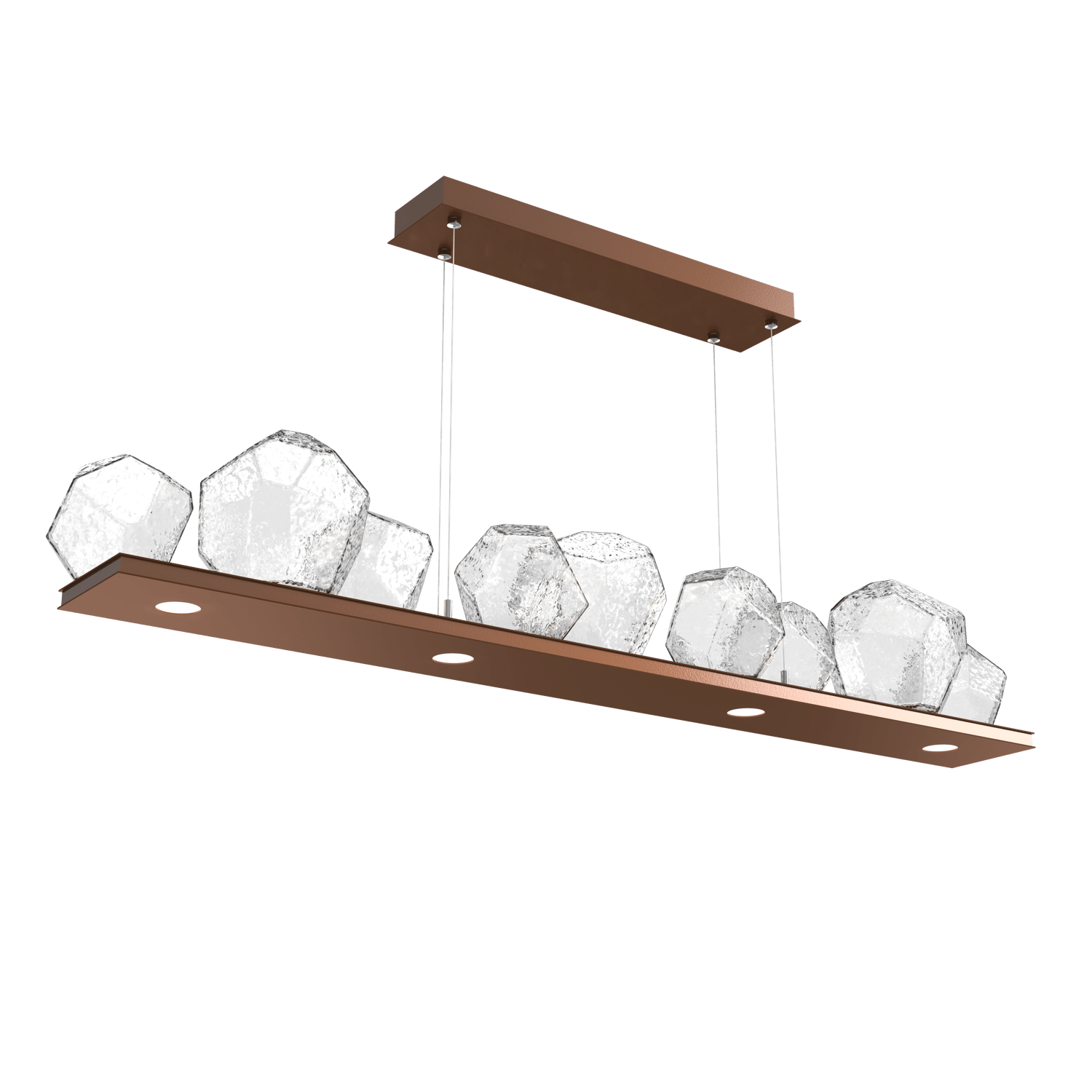 PLB0039-0C-BB-C-Hammerton-Studio-Gem-59-inch-linear-chandelier-with-burnished-bronze-finish-and-clear-blown-glass-shades-and-LED-lamping