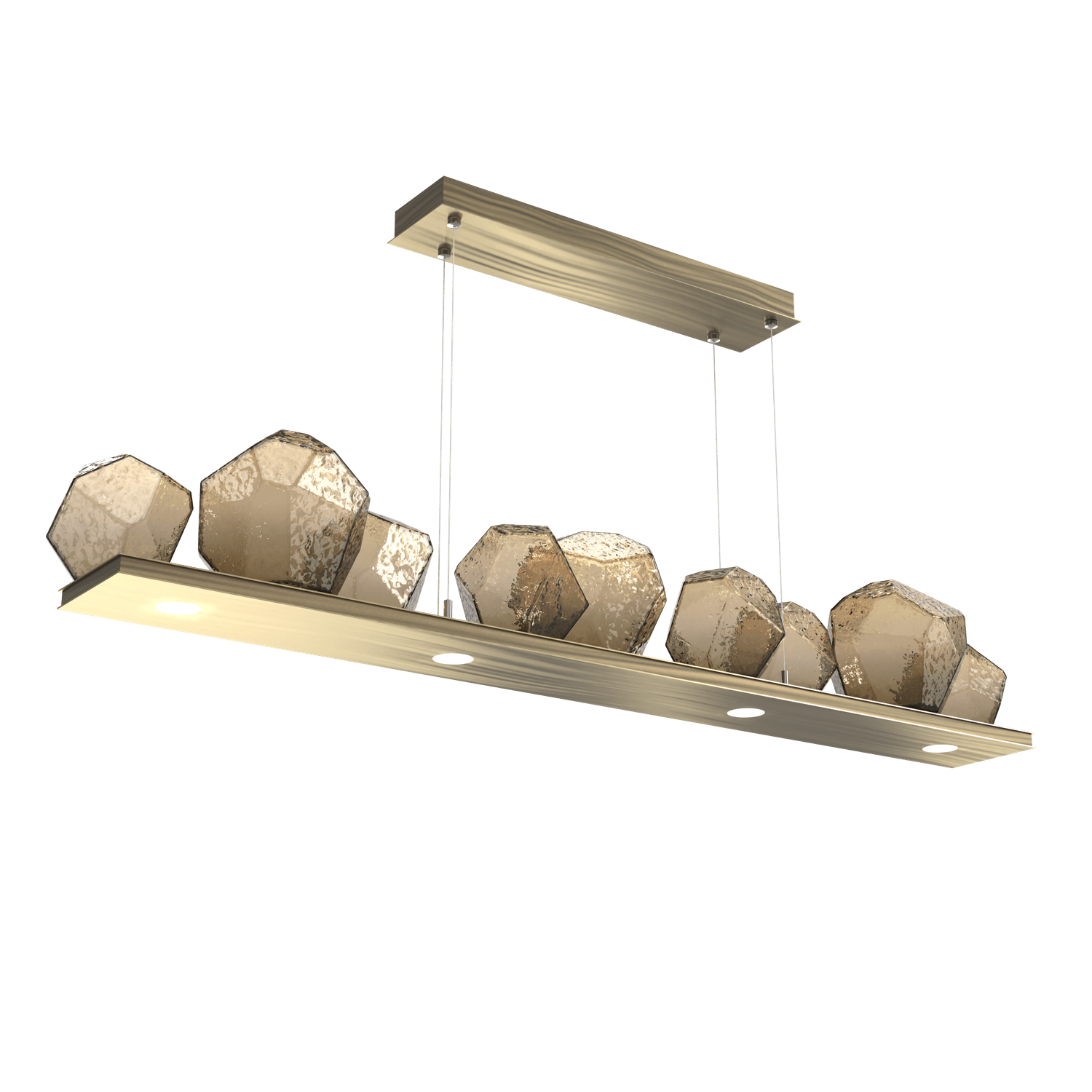 PLB0039-0C-HB-B-Hammerton-Studio-Gem-59-inch-linear-chandelier-with-heritage-brass-finish-and-bronze-blown-glass-shades-and-LED-lamping