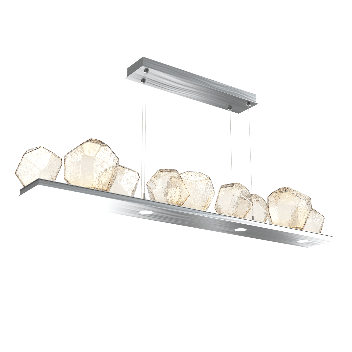 PLB0039-0C-SN-A-Hammerton-Studio-Gem-59-inch-linear-chandelier-with-satin-nickel-finish-and-amber-blown-glass-shades-and-LED-lamping