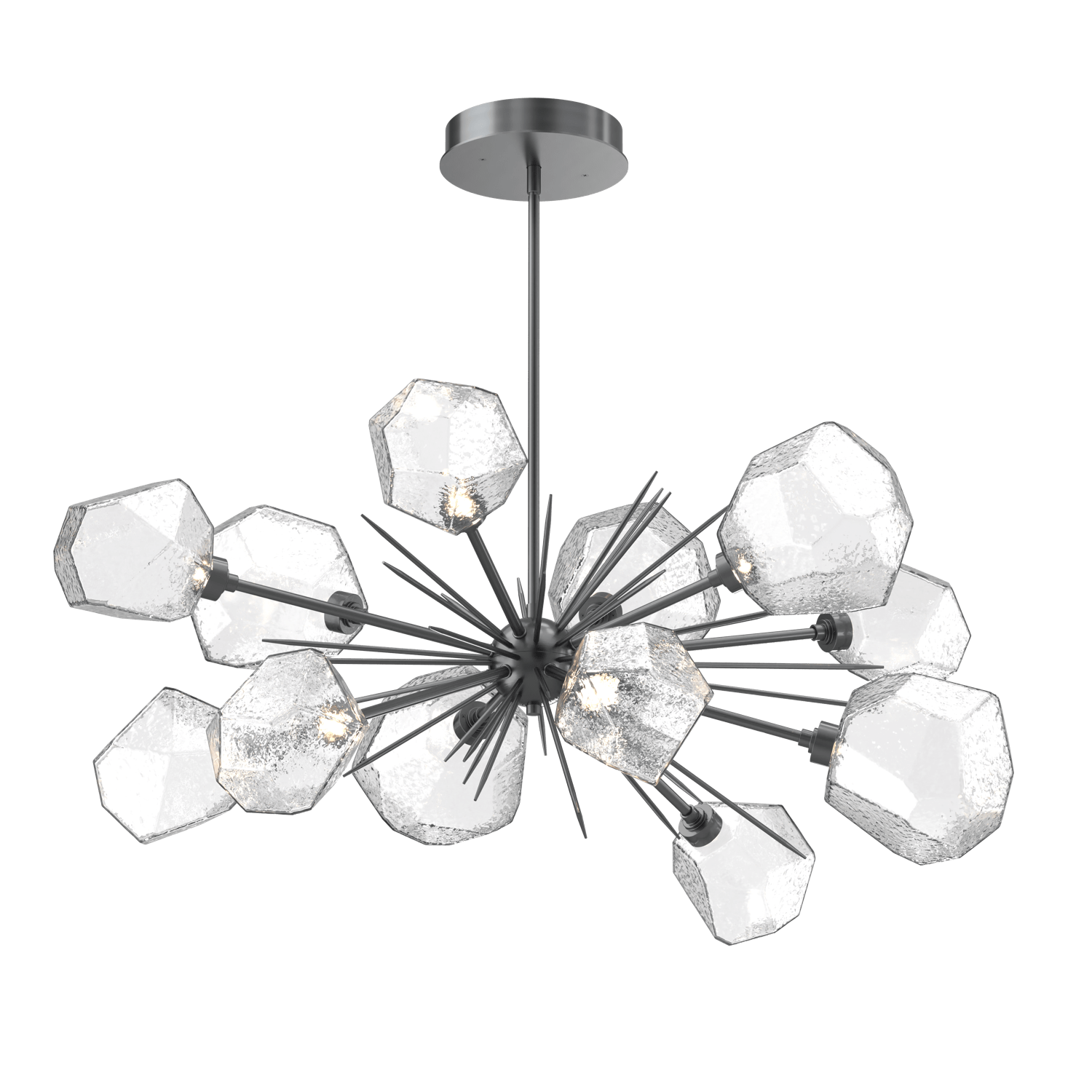 PLB0039-0D-GM-C-Hammerton-Studio-Gem-43-inch-oval-starburst-chandelier-with-gunmetal-finish-and-clear-blown-glass-shades-and-LED-lamping