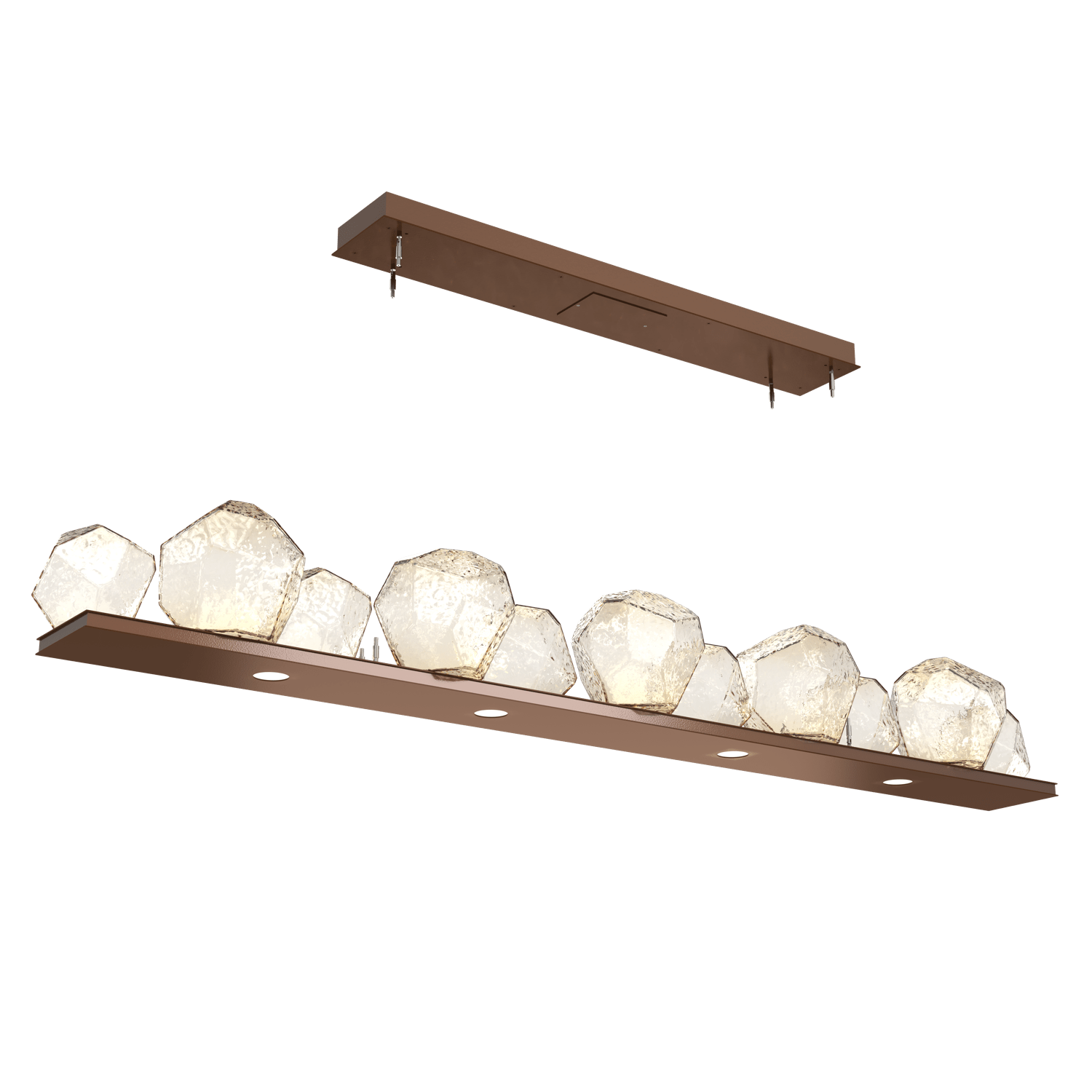 PLB0039-0E-BB-A-Hammerton-Studio-Gem-76-inch-linear-chandelier-with-burnished-bronze-finish-and-amber-blown-glass-shades-and-LED-lamping