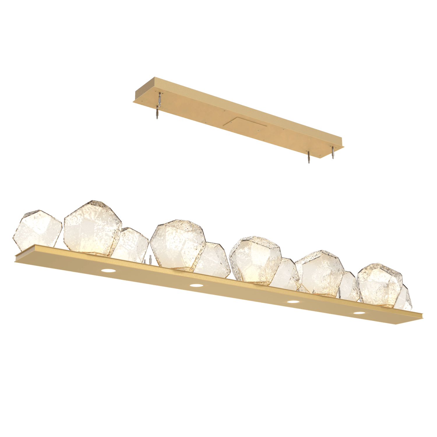 PLB0039-0E-GB-A-Hammerton-Studio-Gem-76-inch-linear-chandelier-with-gilded-brass-finish-and-amber-blown-glass-shades-and-LED-lamping